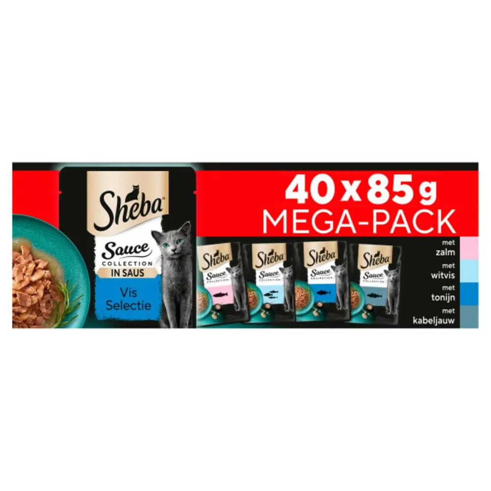 Sheba Salsa Collection Cibo umido per gatti adulti, Selezione di pesce, 4 varietà, 40x85g - immagine 1