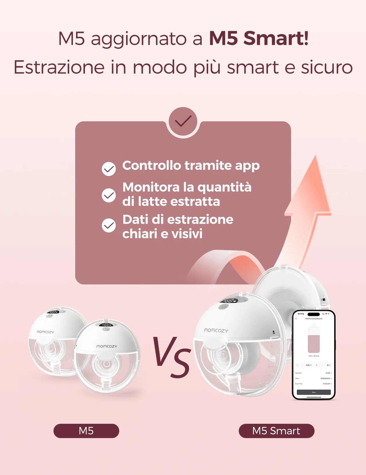 Momcozy M5 Smart Tiralatte Elettrico - Grigio - immagine 2