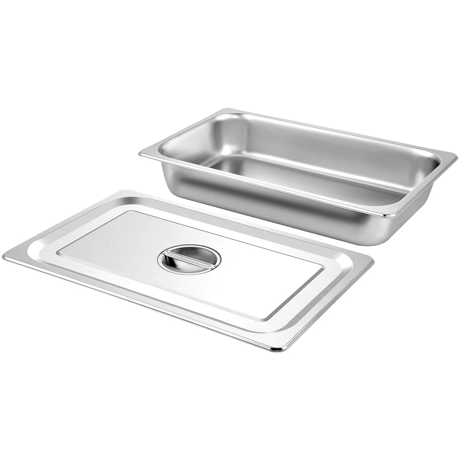 VEVOR Vassoio Rettangolare in Acciaio Inossidabile 13L con Coperchio, 530x325x100mm, Set da 4 Pezzi - immagine 8