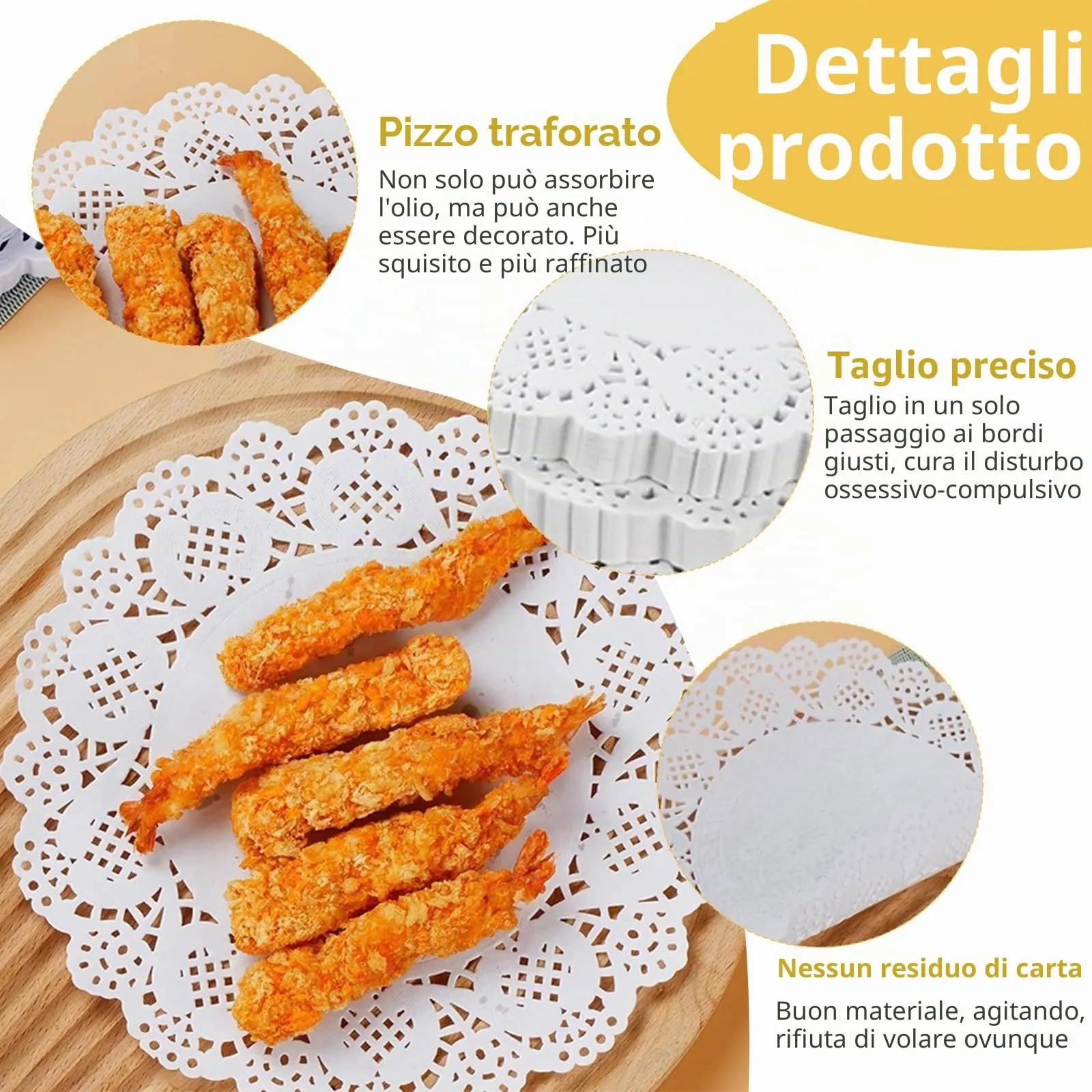 WUERKIYA Centrini di Carta in Pizzo, 100 Pezzi, Diametro 8,5 cm, Nero - immagine 3