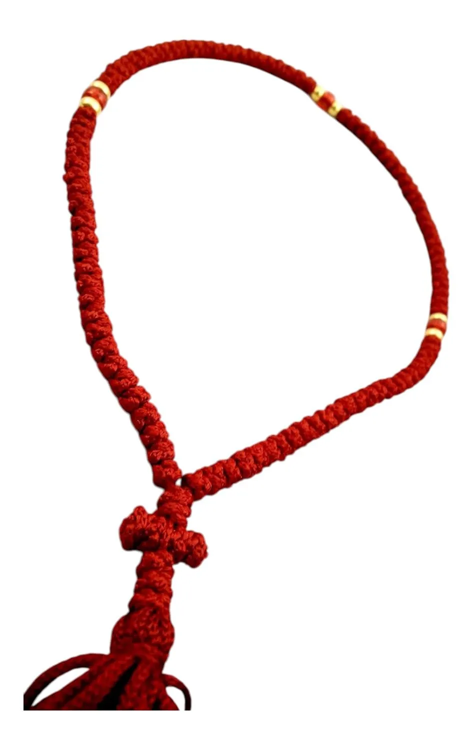 IconsGr Corda da preghiera komboskini ortodossa fatta a mano, rosso, 100 nodi, Monte Athos - immagine 3