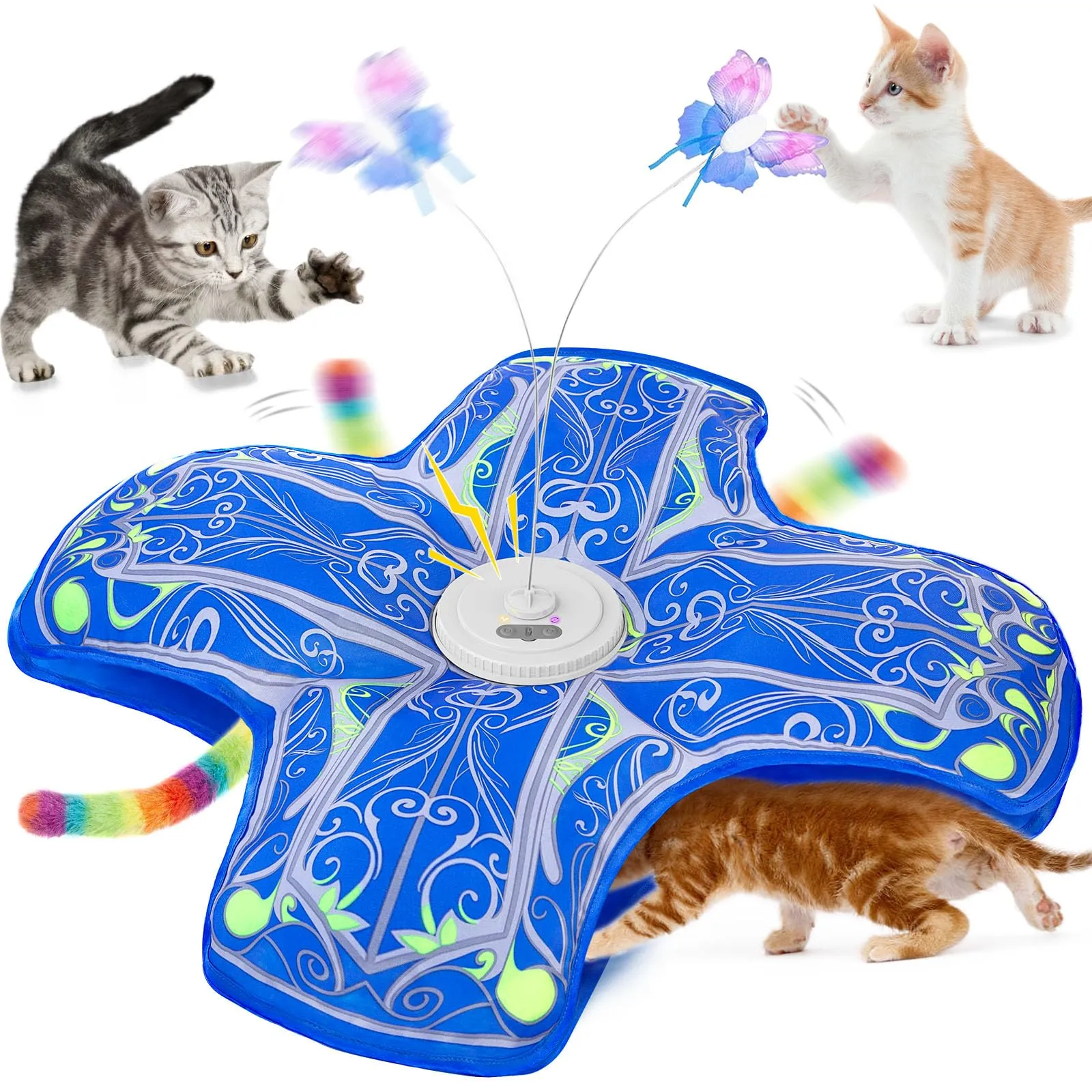 Qraxond Giocattolo Interattivo per Gatti, Ricaricabile, Attivato al Tocco, con Volo, Blu - immagine 1