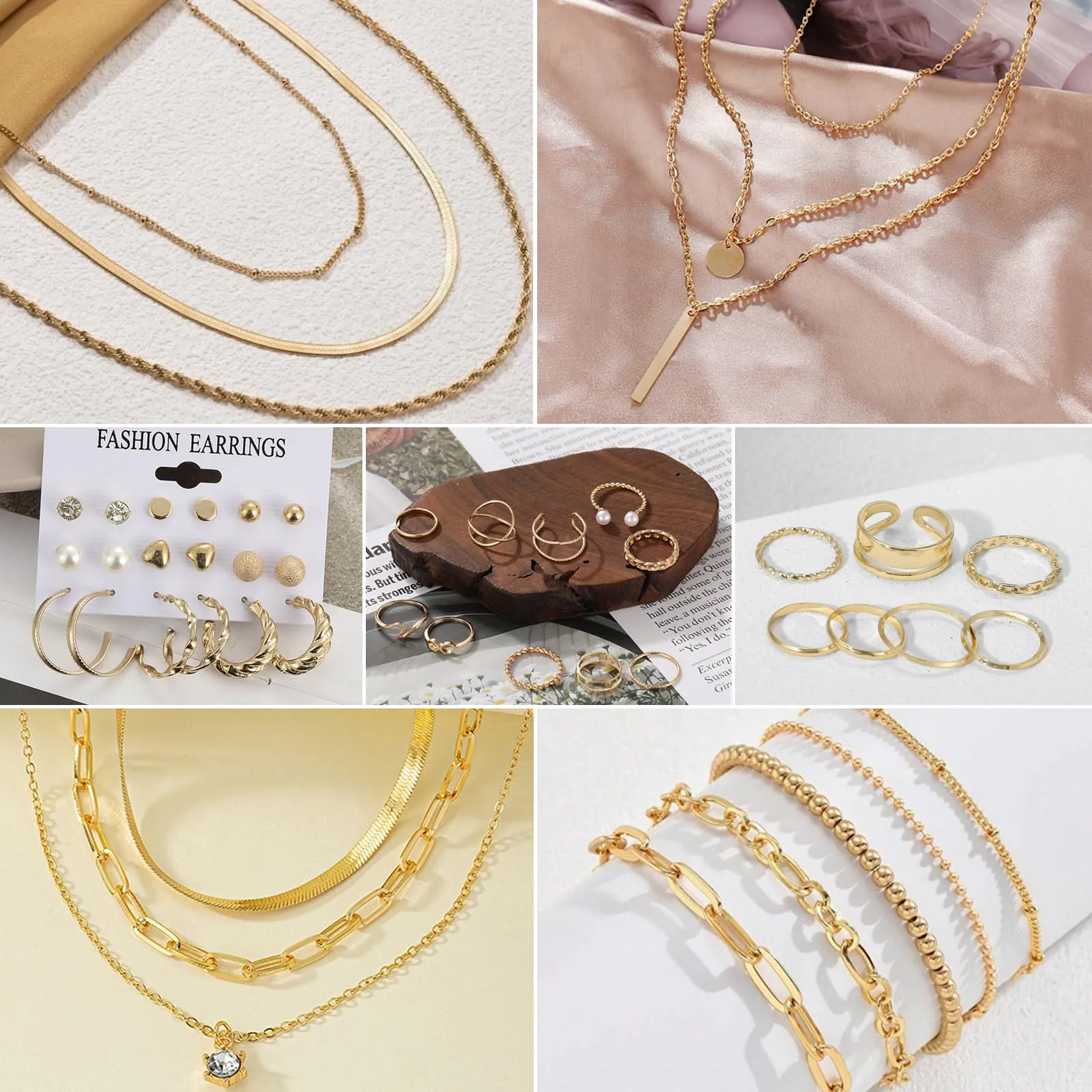 JSTHHTT Set di Gioielli Donna 40 Pezzi in Oro con Collane e Bracciali - immagine 6