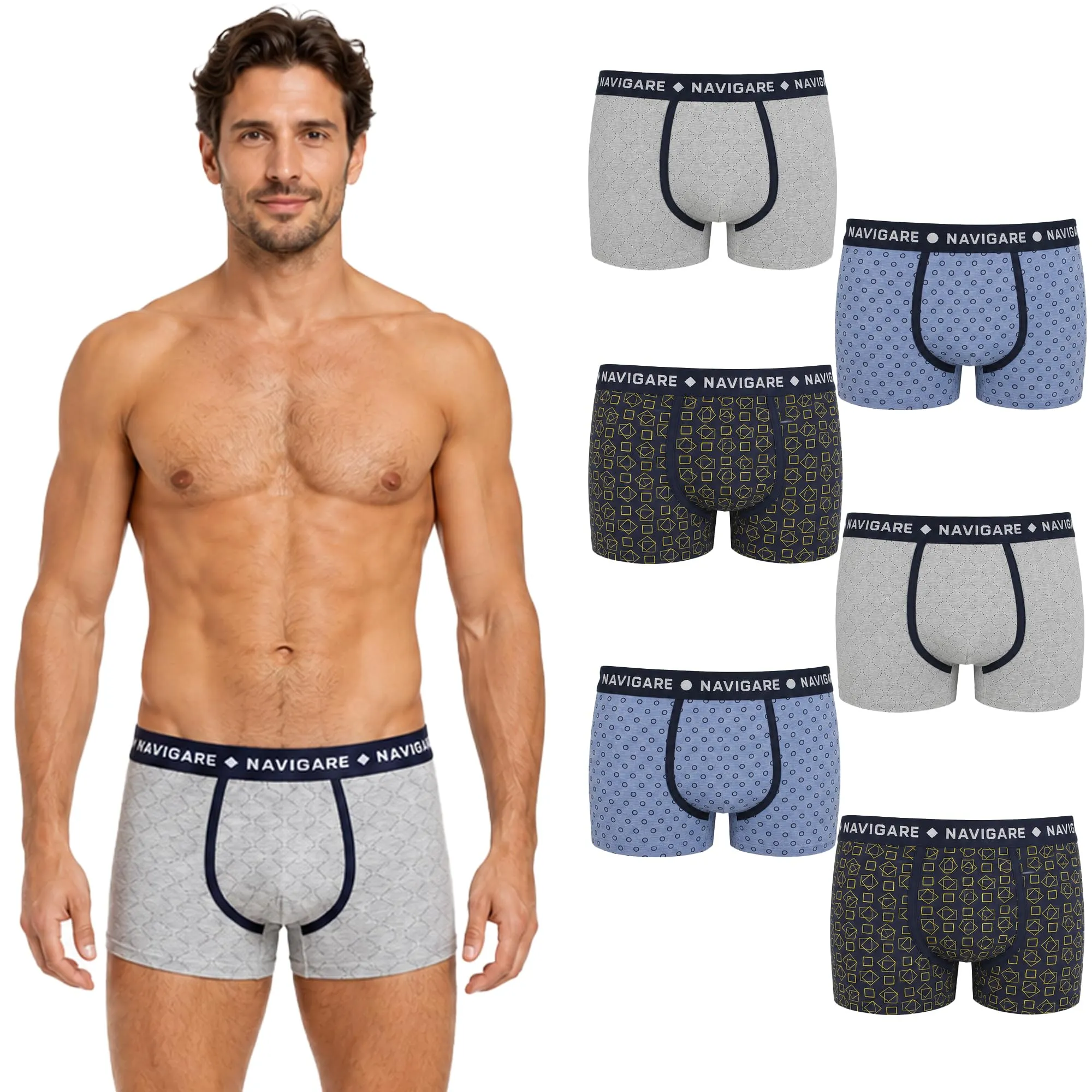 Navigare Boxer Uomo Cotone Elasticizzato B21072, Pacco da 6, Taglia XXL - immagine 1