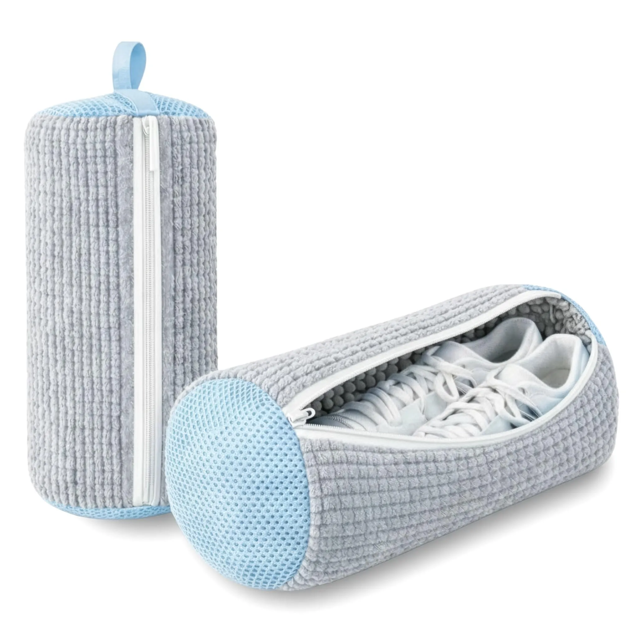 PRISMAL Set 2 Pezzi Sacchetto Scarpe Lavatrice in Microfibra con Cerniera, Grigio - immagine 1