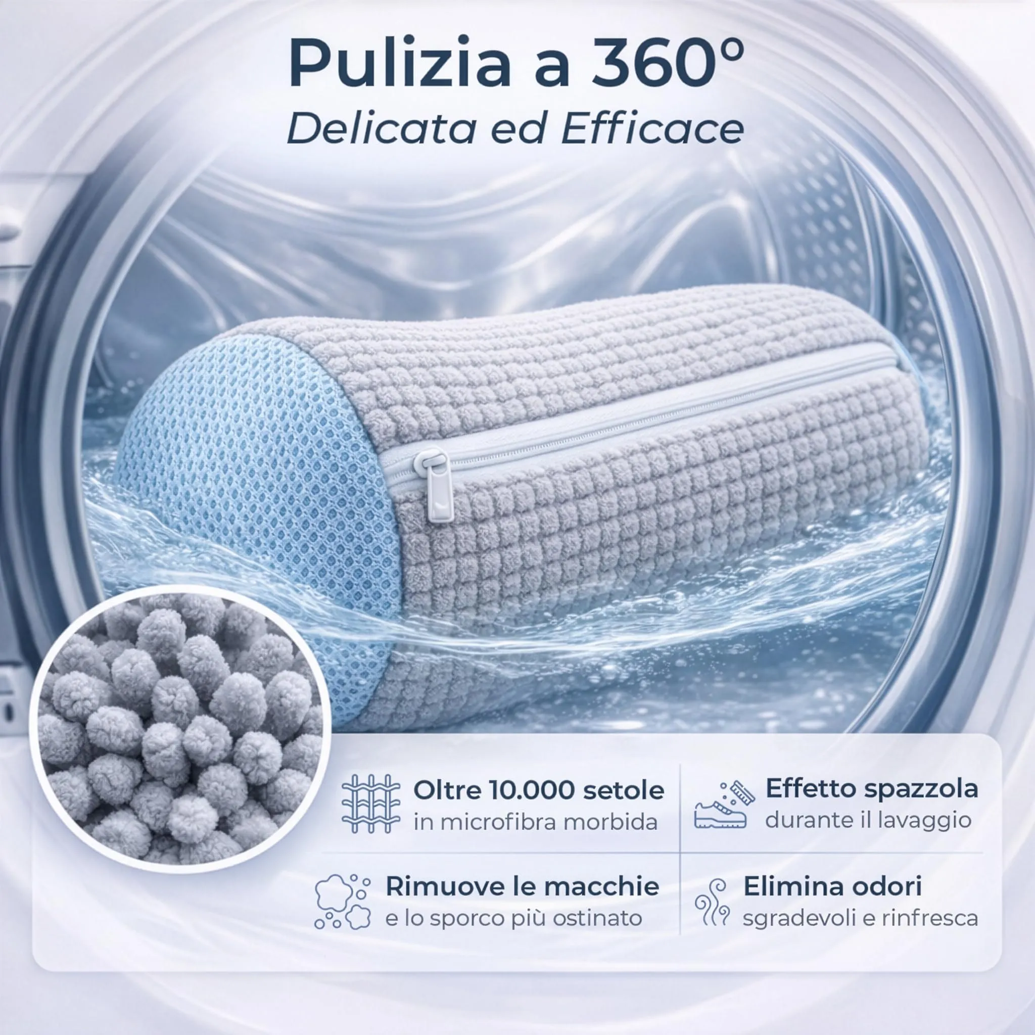 PRISMAL Set 2 Pezzi Sacchetto Scarpe Lavatrice in Microfibra con Cerniera, Grigio - immagine 2