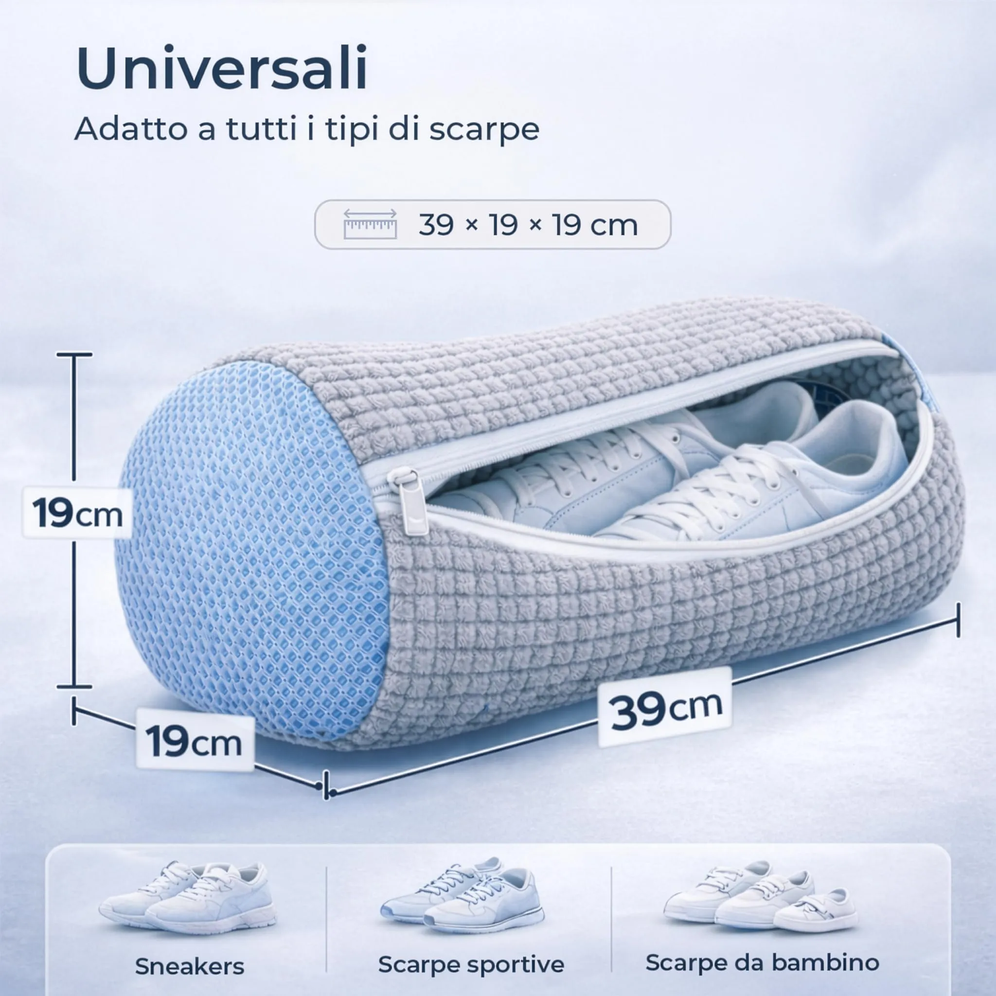 PRISMAL Set 2 Pezzi Sacchetto Scarpe Lavatrice in Microfibra con Cerniera, Grigio - immagine 6