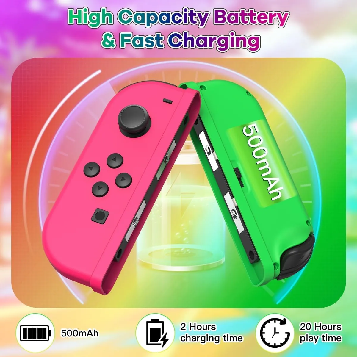 Mhwlhbx Joy-Con Replacement Controllers for Nintendo Switch, L/R Joypad with Dual Vibration, Wake-up and Screenshot Functions - Blue - immagine 4