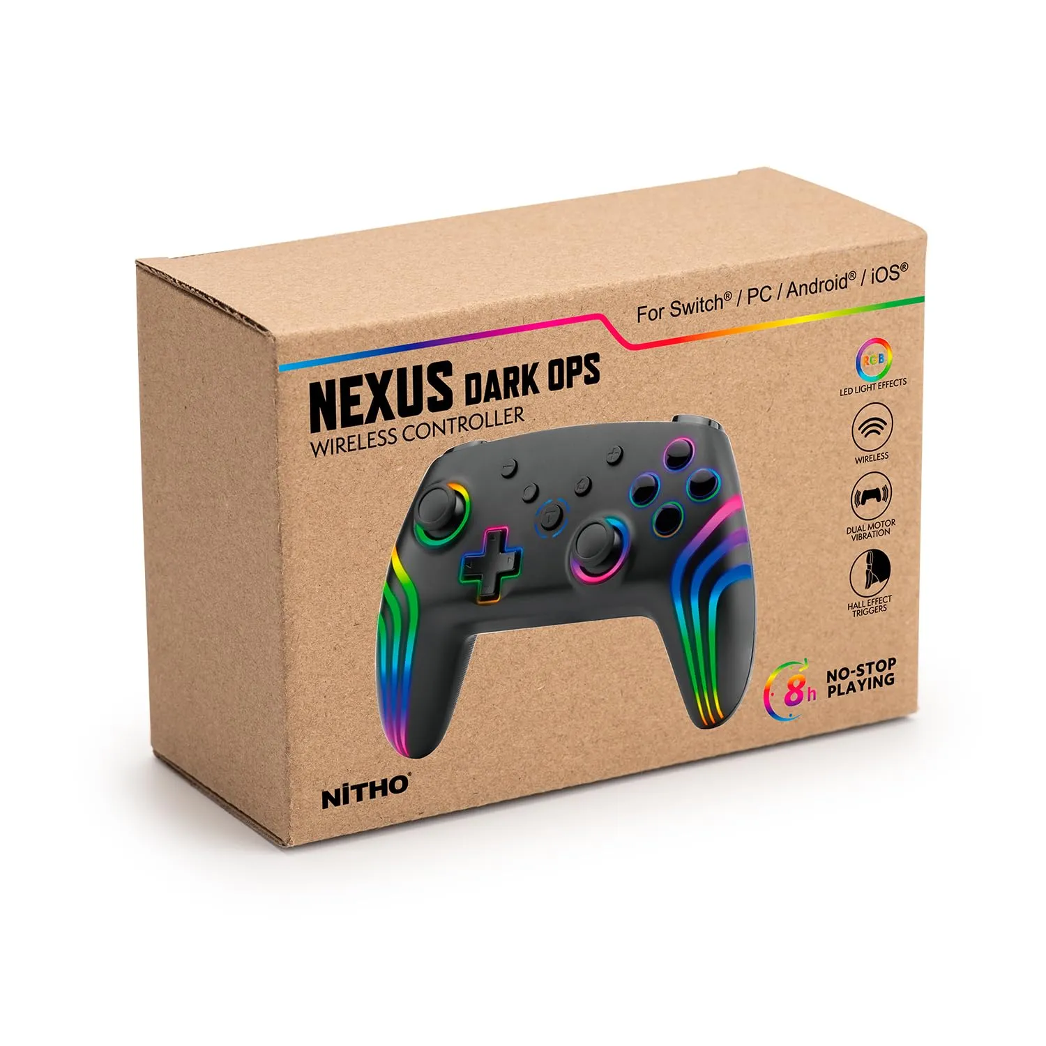 NITHO Nexus Dark Ops Wireless Controller for Switch, Switch 2, Lite, OLED, PC, iOS, Android - Nero - immagine 10