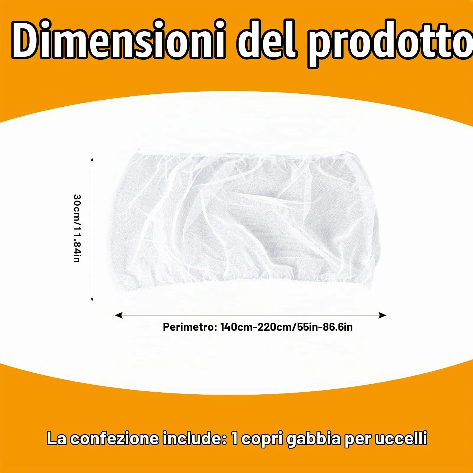 Leikedun Copertura per Gabbia Uccelli in Rete, Bianco, 140-220 cm x 30 cm - immagine 2