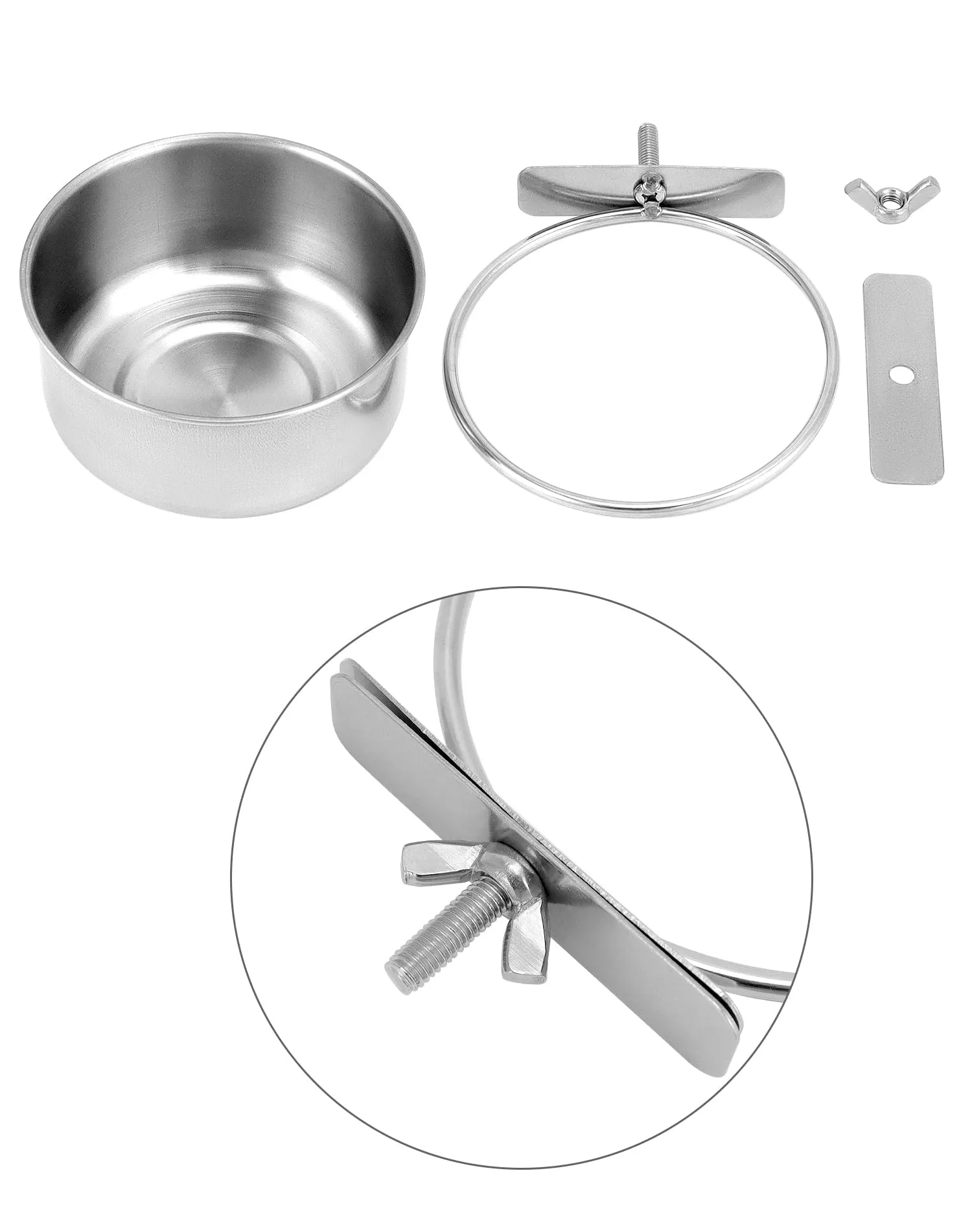 QWORK Set di 2 Ciotole in Acciaio Inox per Uccelli e Piccoli Animali (10x4.5 cm) - immagine 5