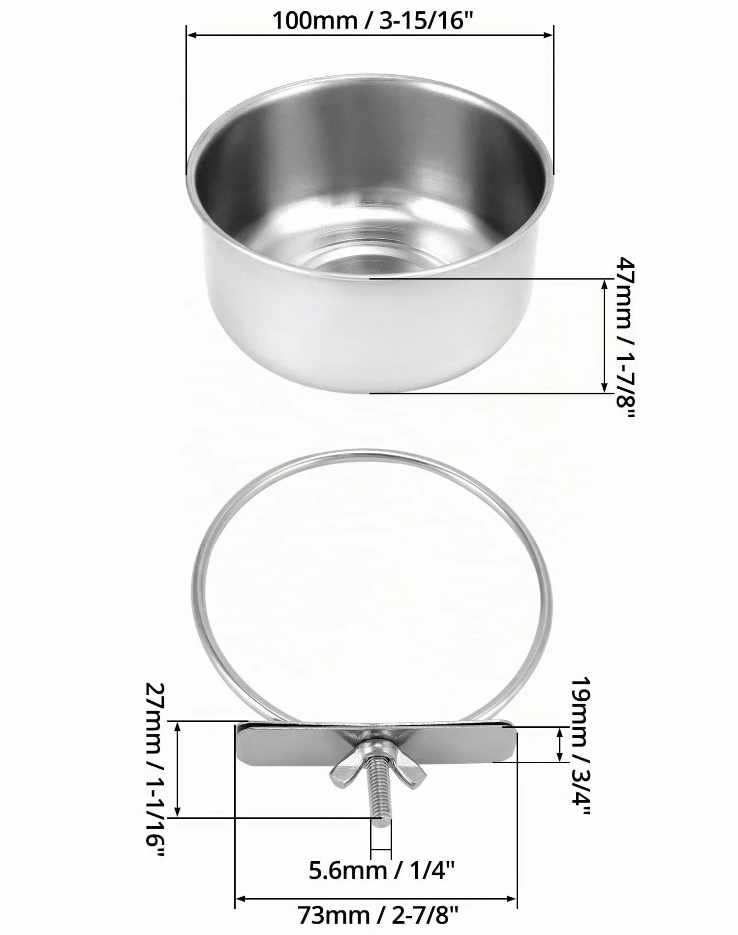 QWORK Set di 2 Ciotole in Acciaio Inox per Uccelli e Piccoli Animali (10x4.5 cm) - immagine 6