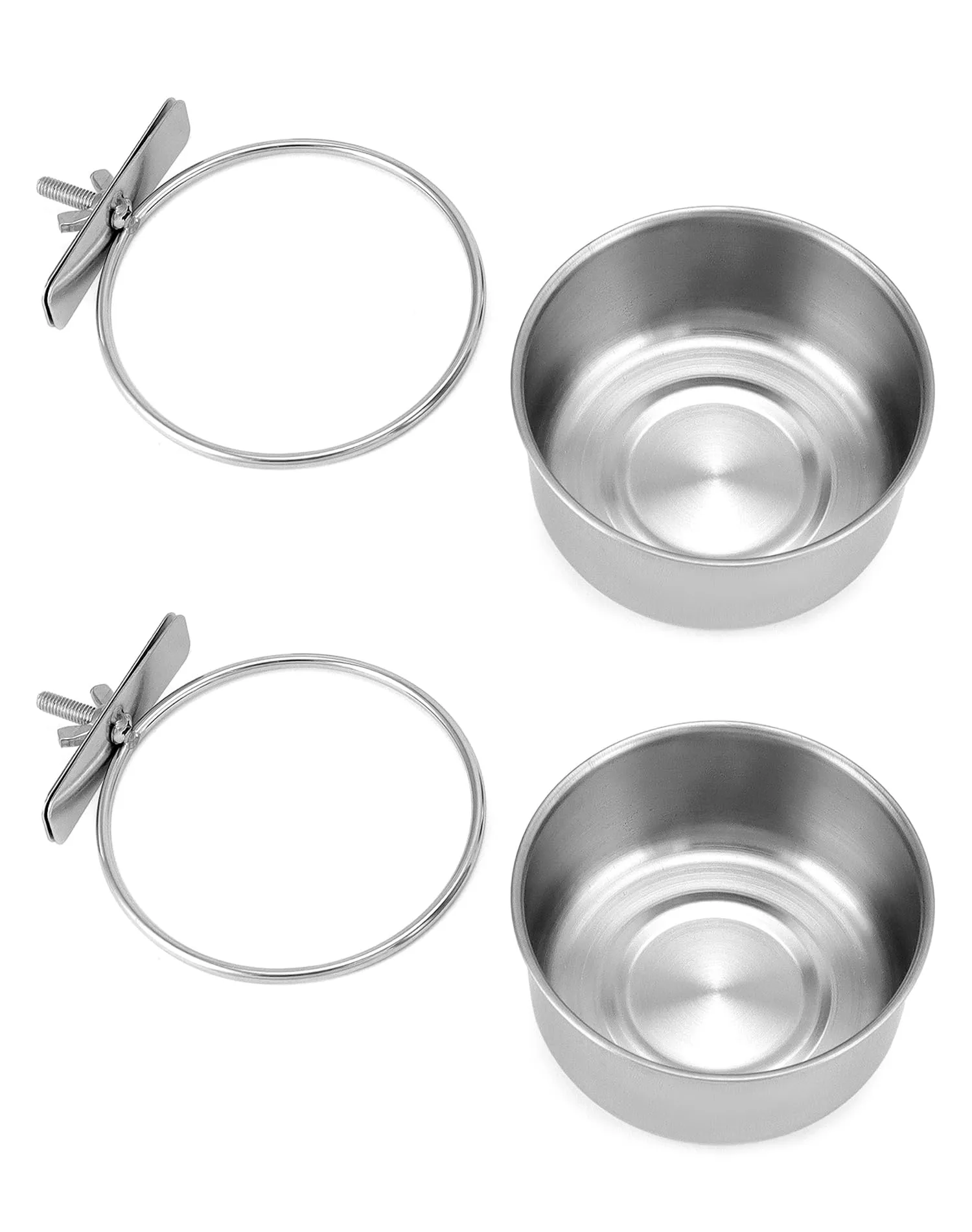QWORK Set di 2 Ciotole in Acciaio Inox per Uccelli e Piccoli Animali (10x4.5 cm) - immagine 7