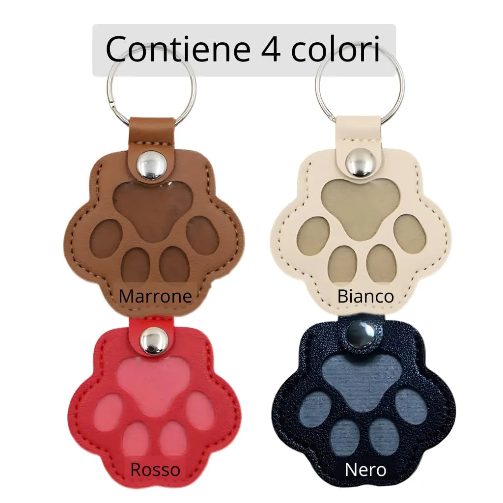ZEXI Portachiavi Raccogli Pelo per Cani e Gatti a Forma di Zampa, Pelle PU, Set da 4, Nero, Rosso, Marrone, Bianco - immagine 8
