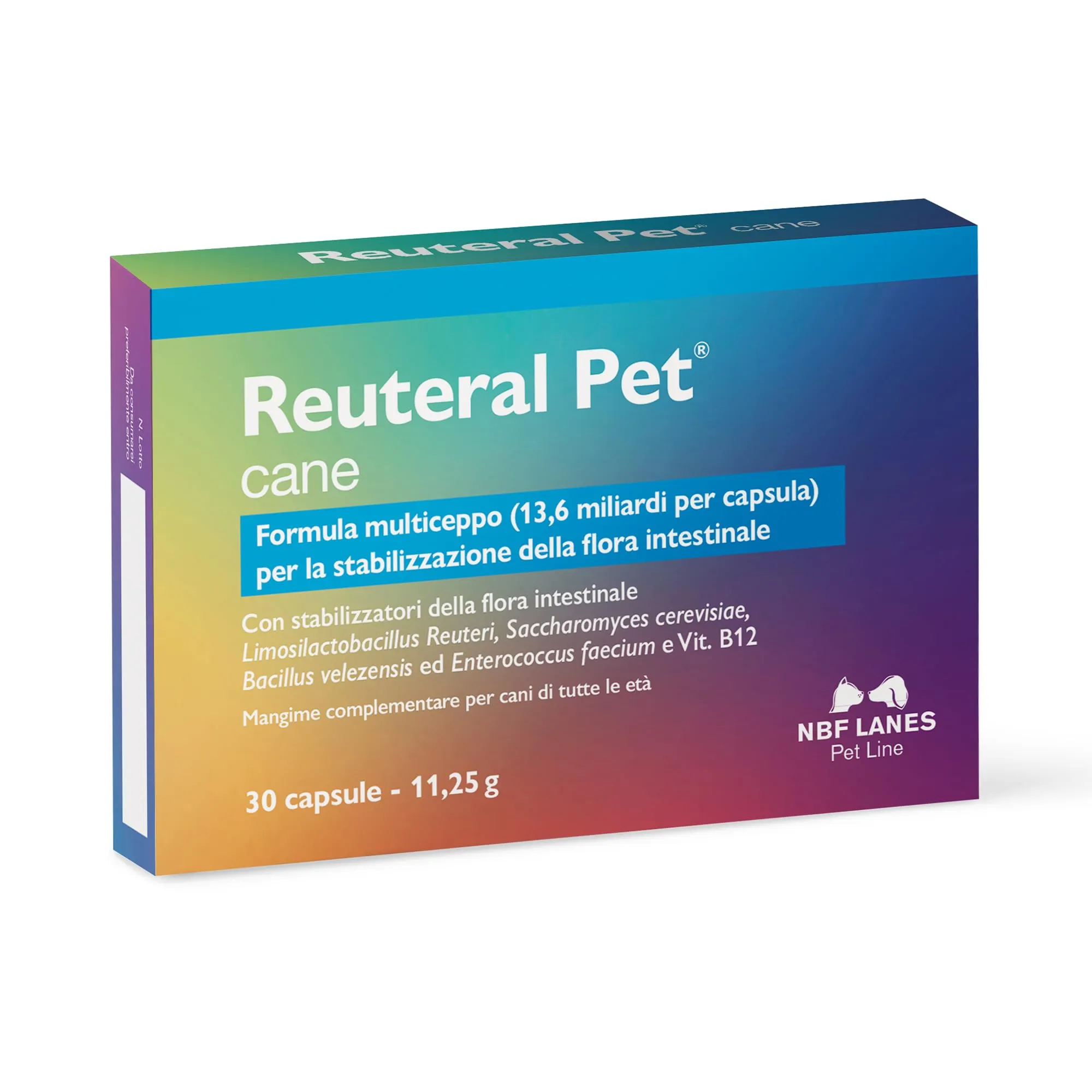 NBF Lanes Reuteral Pet Cane, 30 Capsule, Probiotico per la Flora Intestinale dei Cani - immagine 1