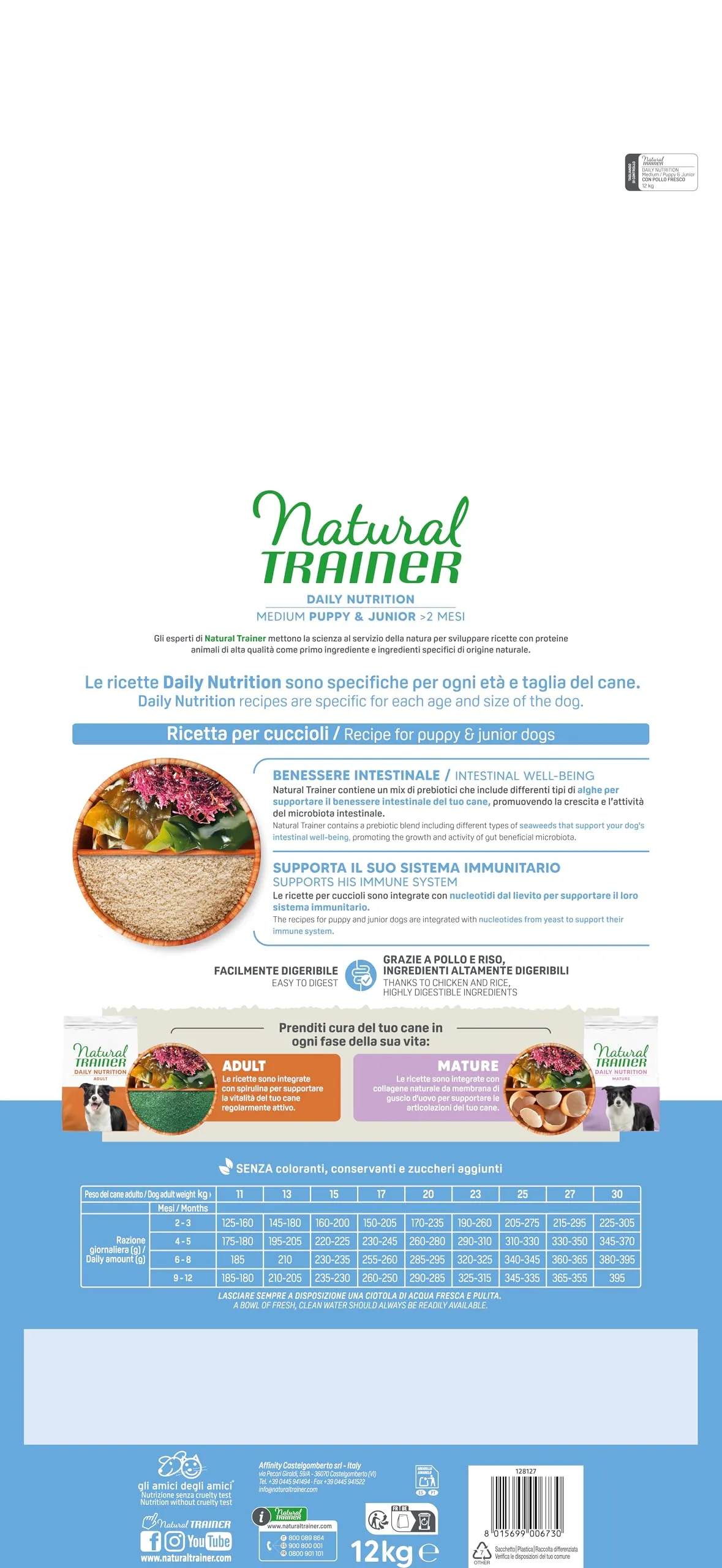 Trainer Natural Medium Puppy & Junior Dog Food with Chicken - 12kg - immagine 3