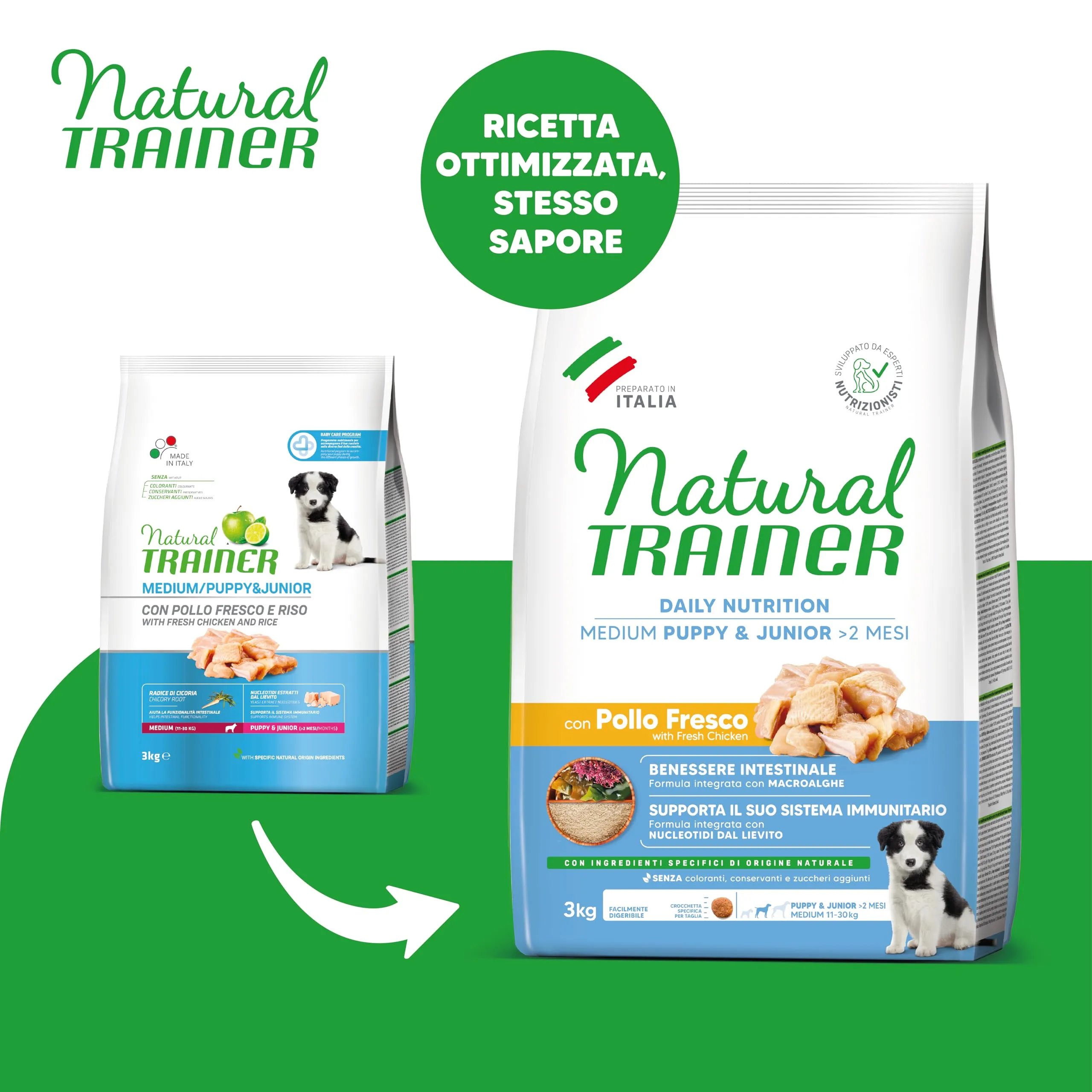 Trainer Natural Cibo per Cani Medium Puppy and Junior, Pollo, 3 kg - immagine 2