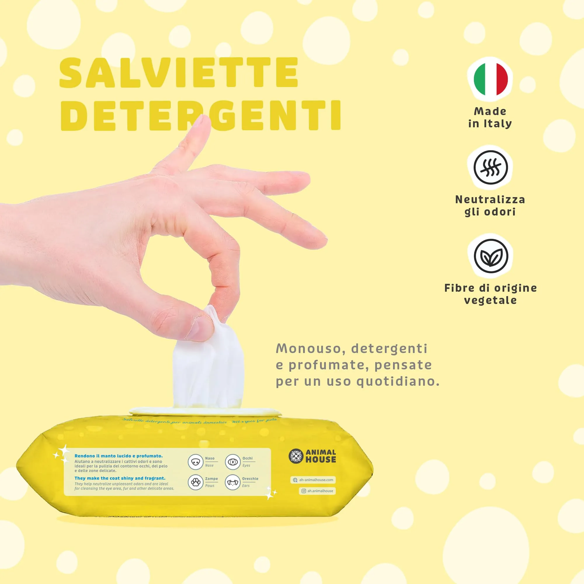 Animal House Salviette alla Camomilla per Cani e Gatti, 100pz - immagine 2