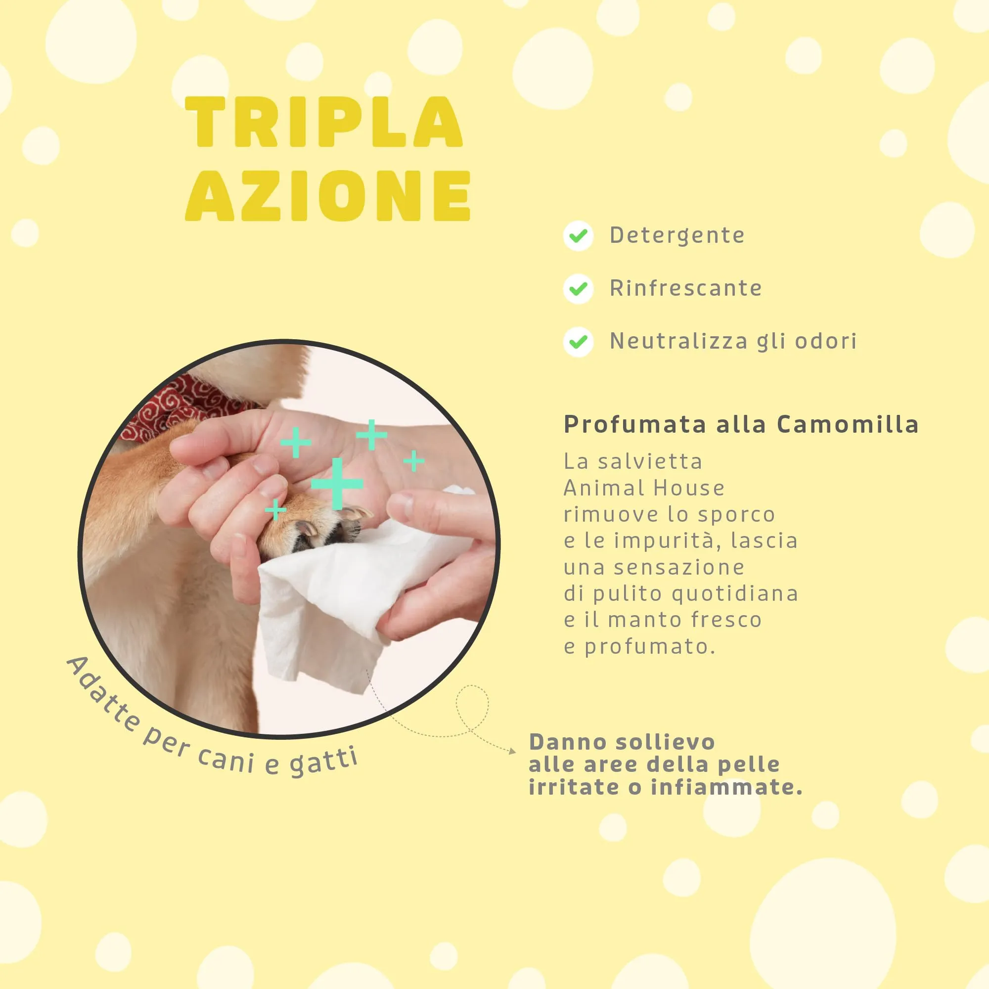 Animal House Salviette alla Camomilla per Cani e Gatti, 100pz - immagine 6