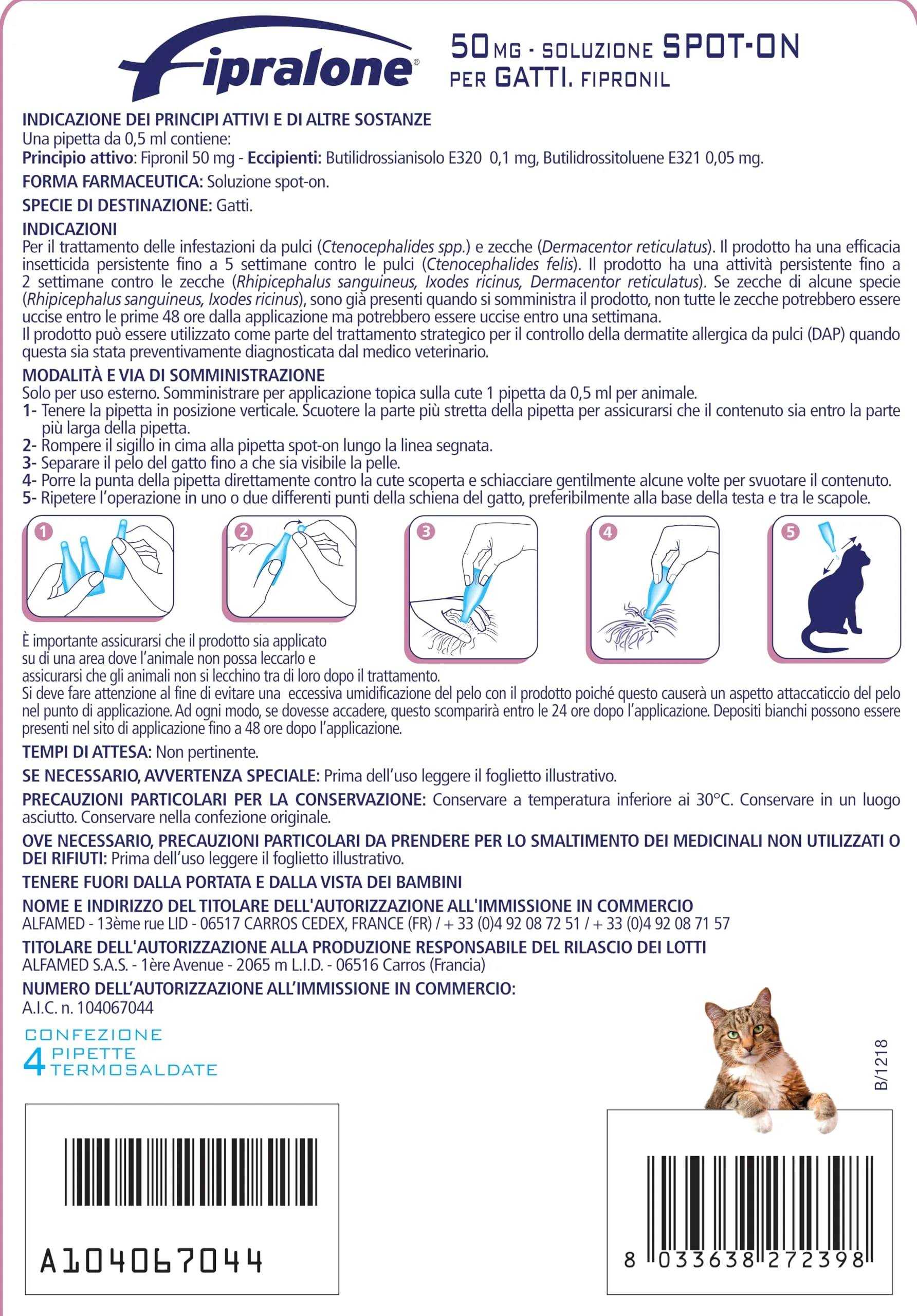 Formevet Fipralone 50 mg Soluzione Spot-on per Gatti - immagine 4