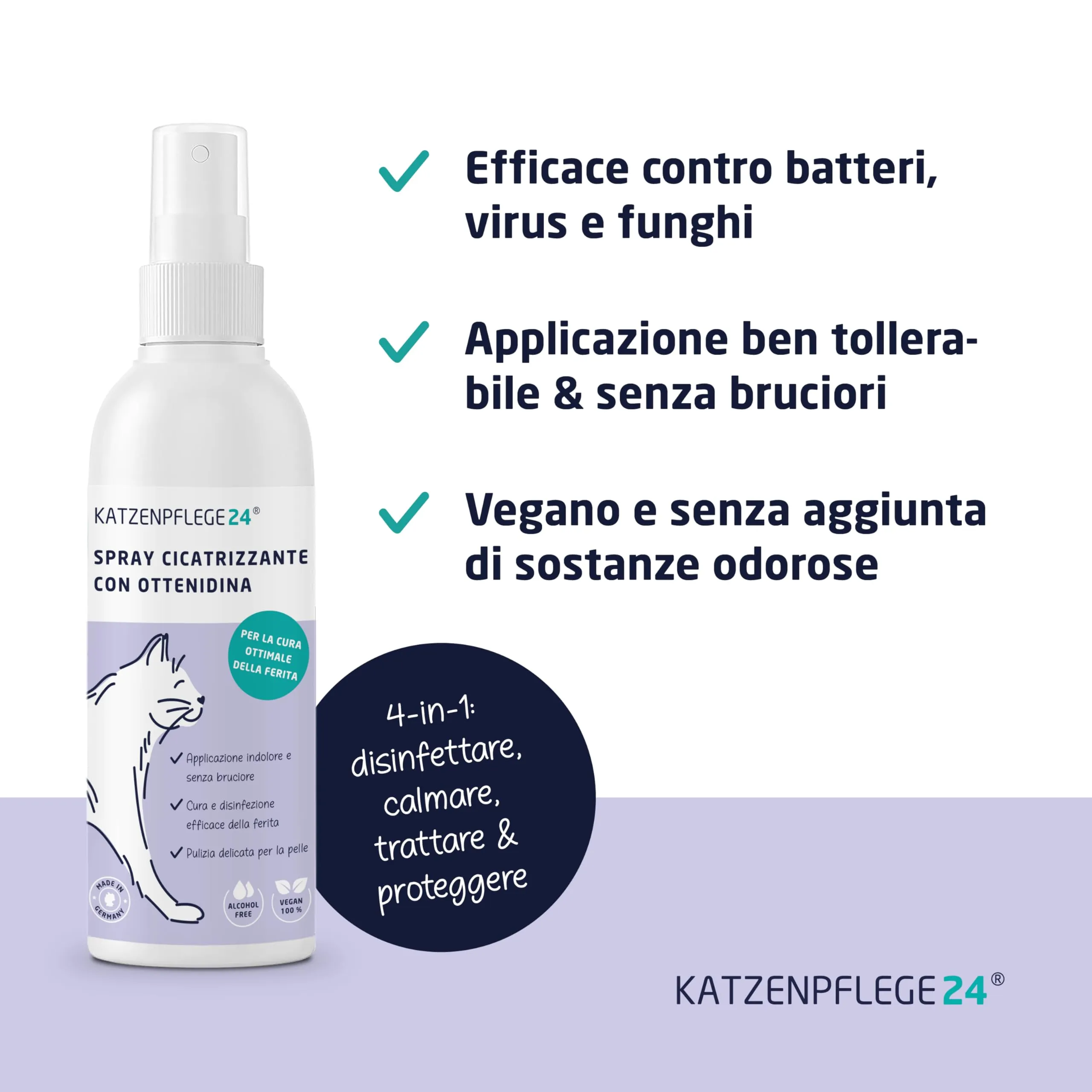KATZENPFLEGE24 Octenidin Spray Cicatrizzante Ferite per Gatti, 125ml - immagine 2