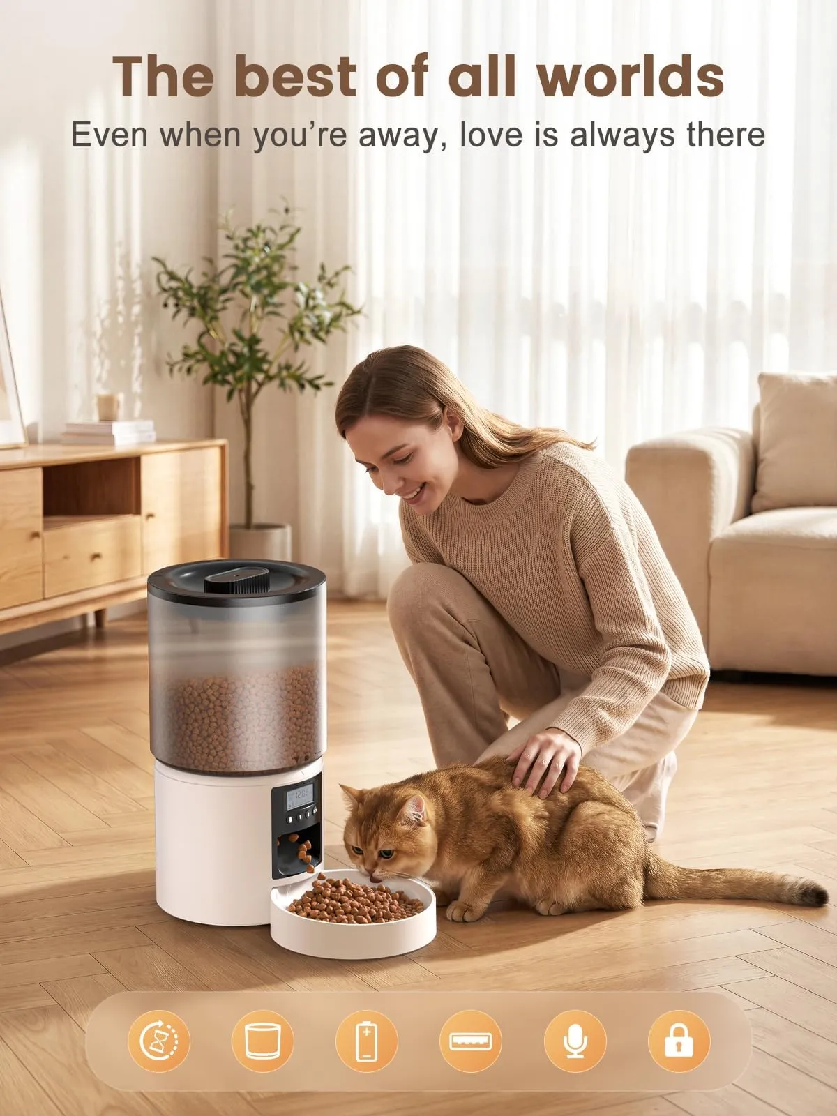 PETVION Distributore Automatico Cibo Gatti 4L con Timer, Bianco - immagine 4