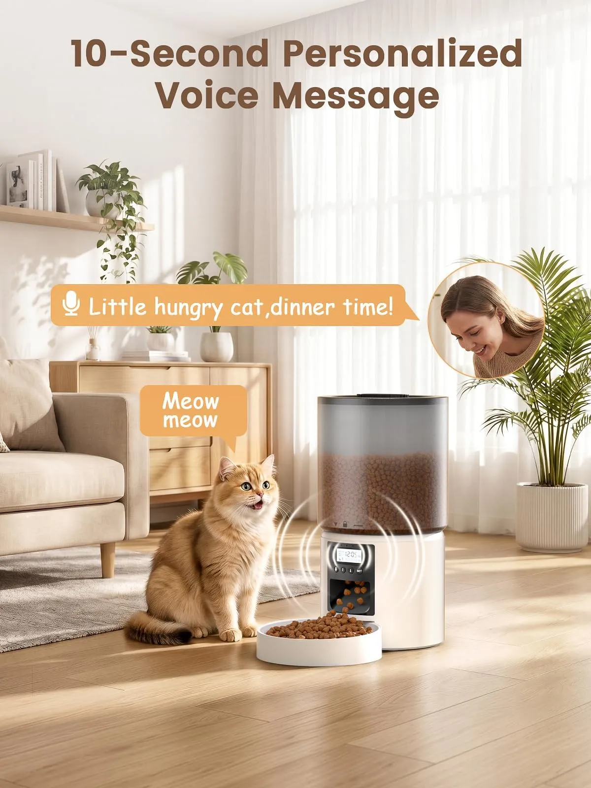PETVION Distributore Automatico Cibo Gatti 4L con Timer, Bianco - immagine 5