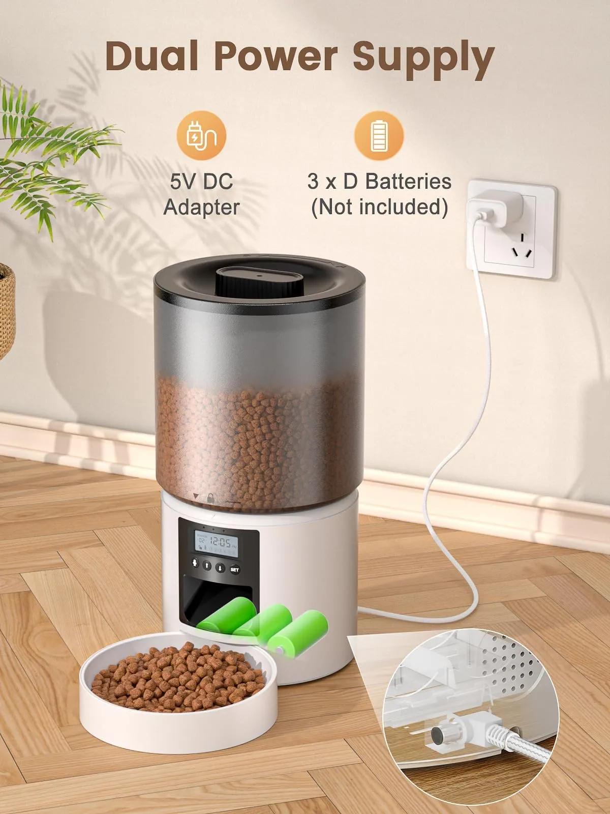 PETVION Distributore Automatico Cibo Gatti 4L con Timer, Bianco - immagine 6