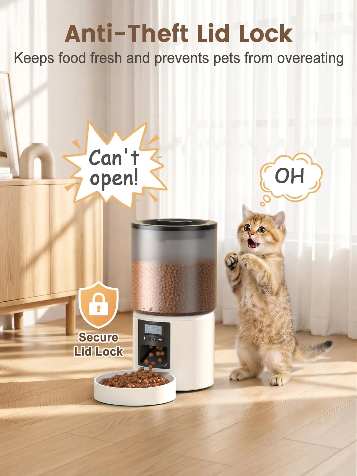 PETVION Distributore Automatico Cibo Gatti 4L con Timer, Bianco - immagine 8