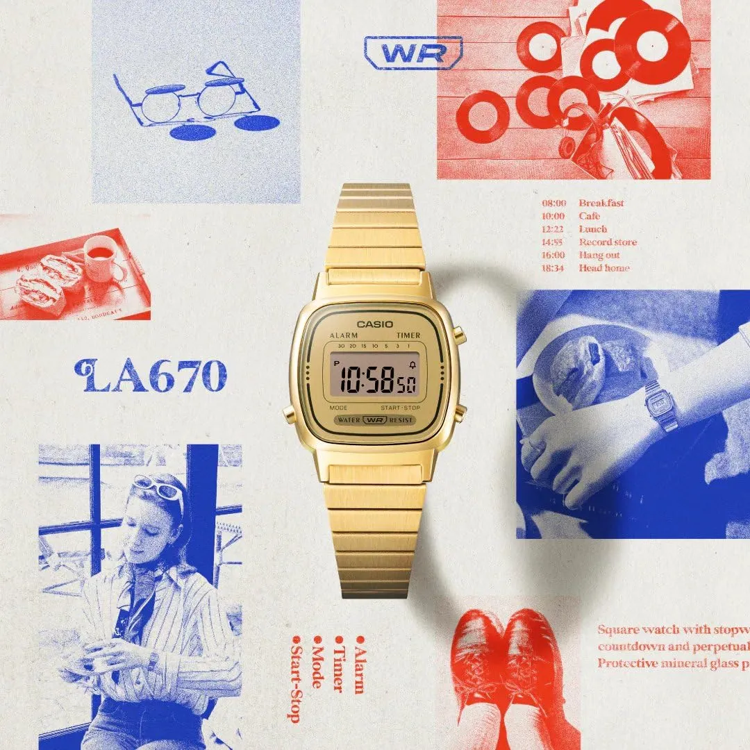 Casio Vintage LA670WGA-9DF Orologio da Polso Donna Dorato - immagine 3