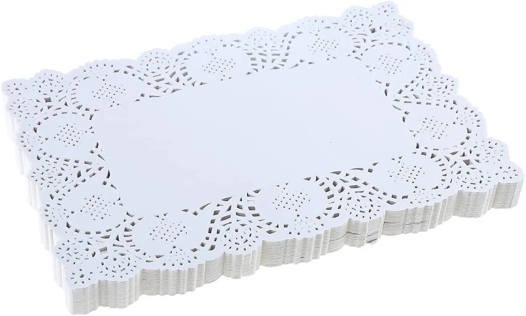 JOFONY centrini di carta rettangolari in pizzo bianco, 16,5 x 22,8 cm, 200 pezzi - immagine 1