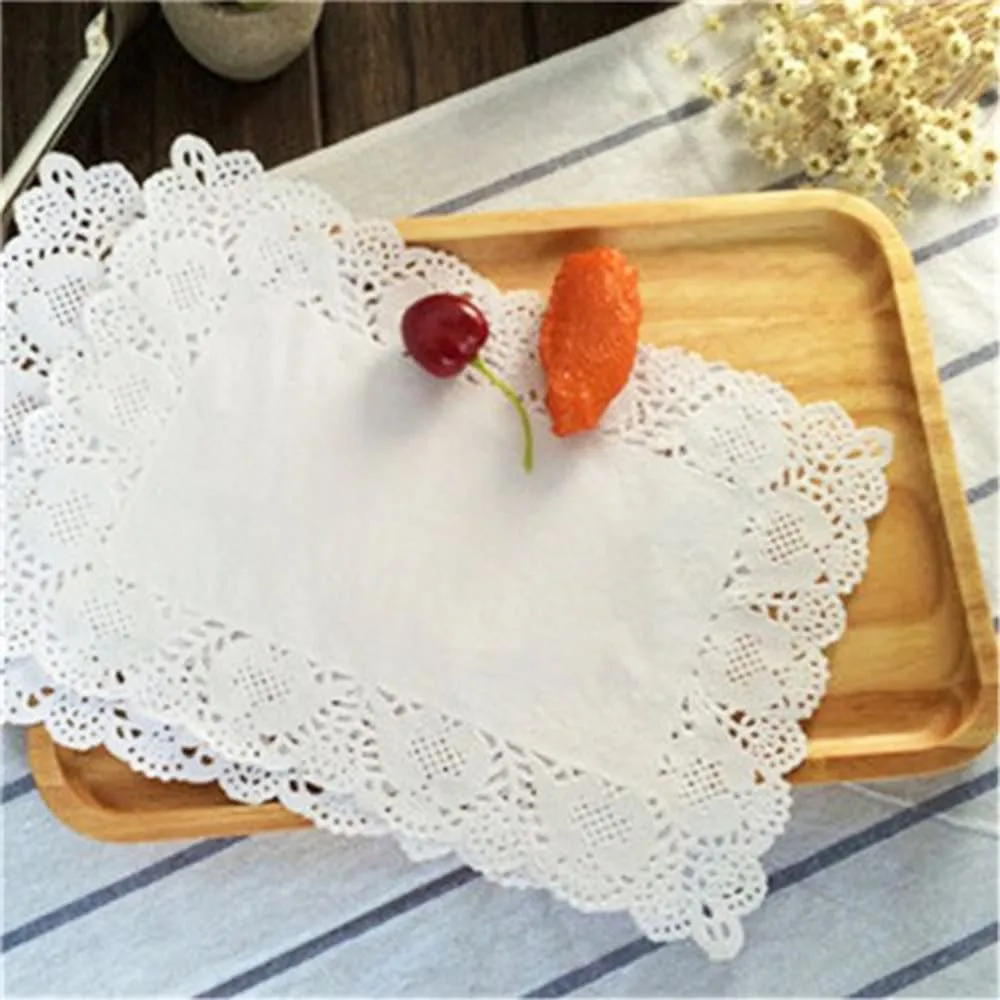 JOFONY centrini di carta rettangolari in pizzo bianco, 16,5 x 22,8 cm, 200 pezzi - immagine 3