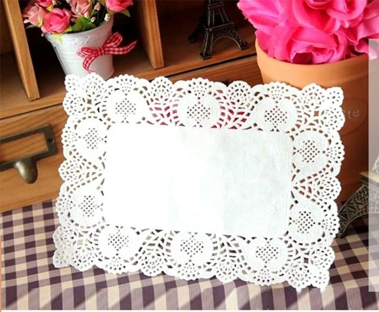 JOFONY centrini di carta rettangolari in pizzo bianco, 16,5 x 22,8 cm, 200 pezzi - immagine 5