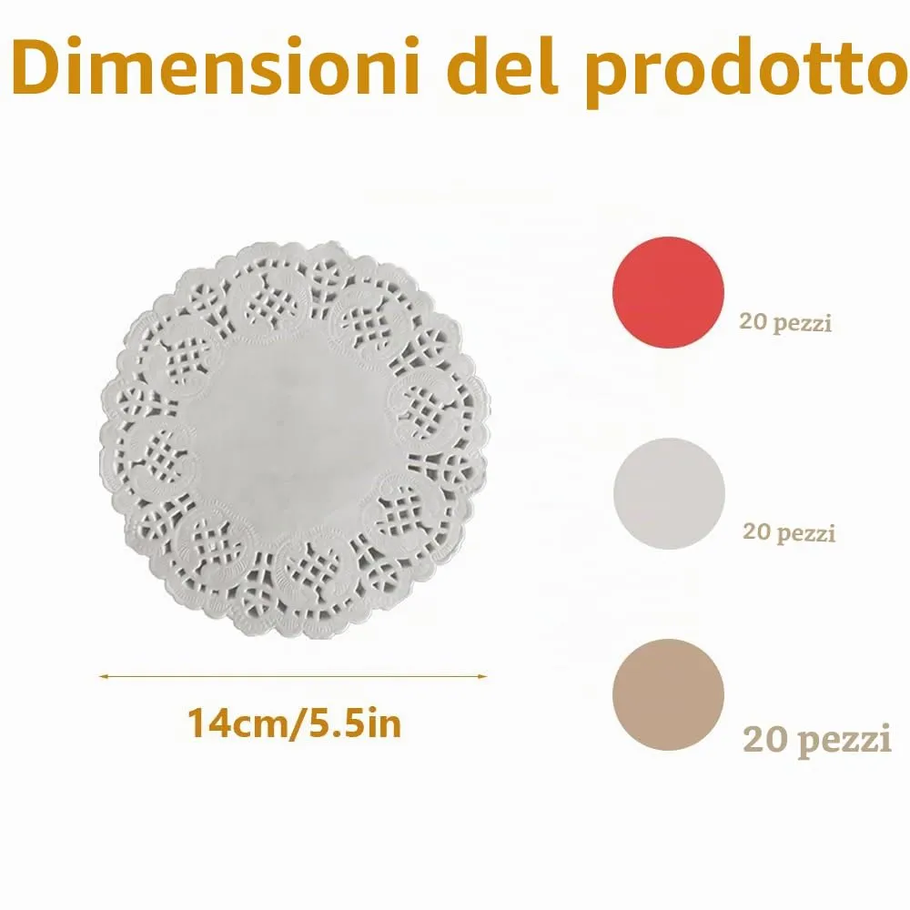 YFTRFR Centrini di Carta Pizzo Traforati Rotondi, 60 Pezzi, 14 cm, Multicolore - immagine 2
