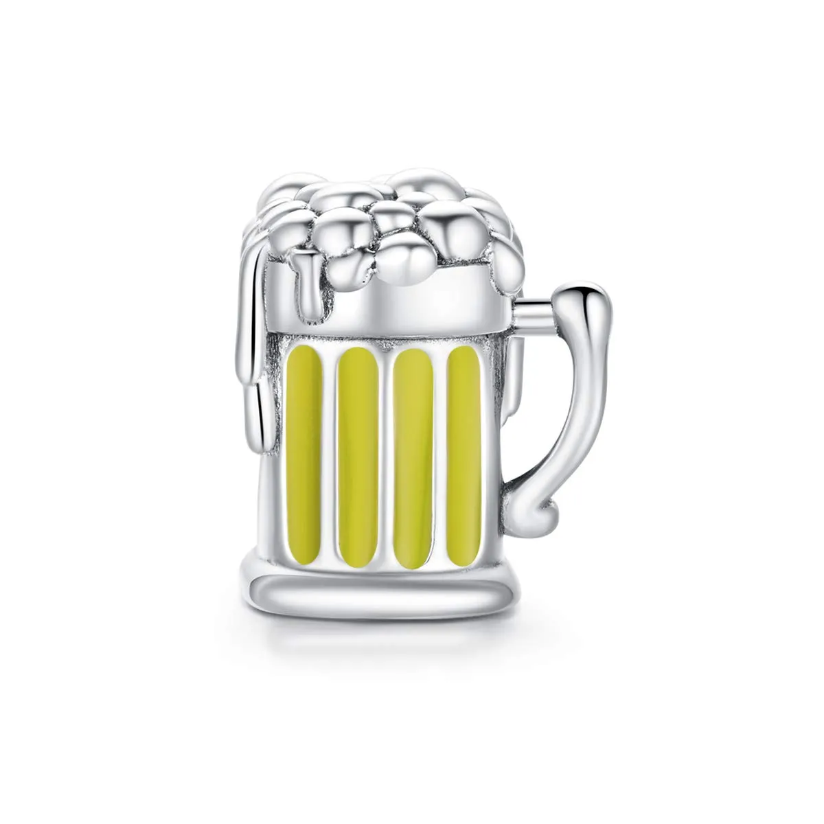 NewL Ciondolo a forma di bicchiere di birra in argento Sterling 925 per braccialetti a serpente, perline smaltate - immagine 1