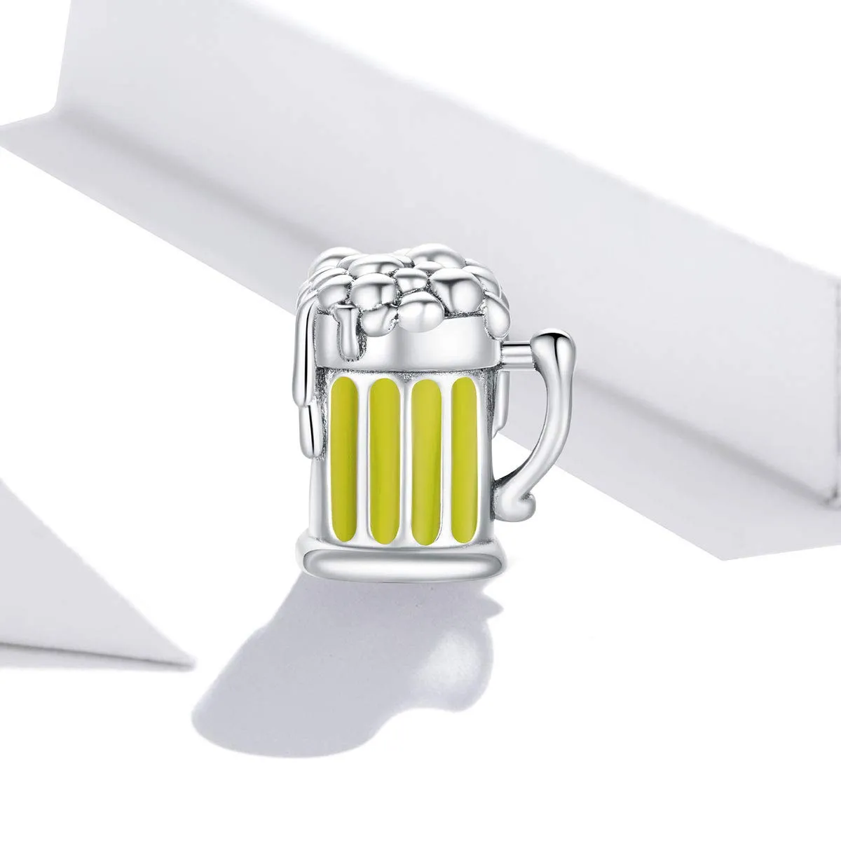 NewL Ciondolo a forma di bicchiere di birra in argento Sterling 925 per braccialetti a serpente, perline smaltate - immagine 2