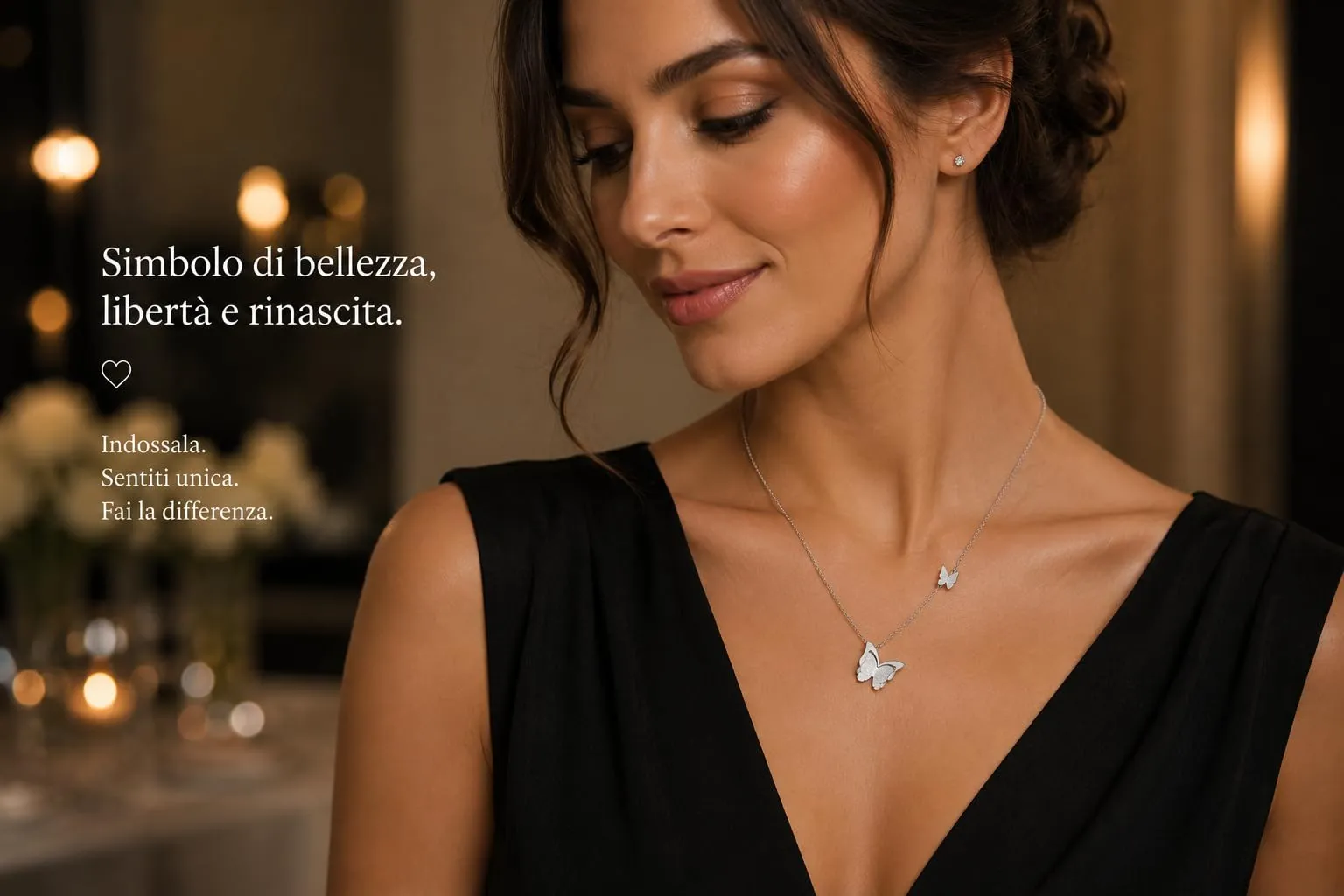 Saga Gioielli Collana Donna Farfalla in Acciaio Argento 45 cm - immagine 2