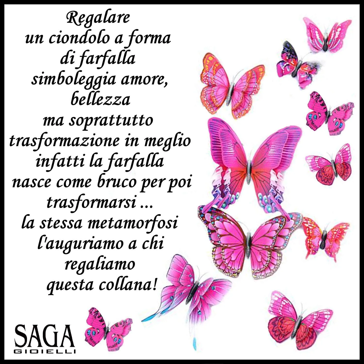 Saga Gioielli Collana Donna Farfalla in Acciaio Argento 45 cm - immagine 6