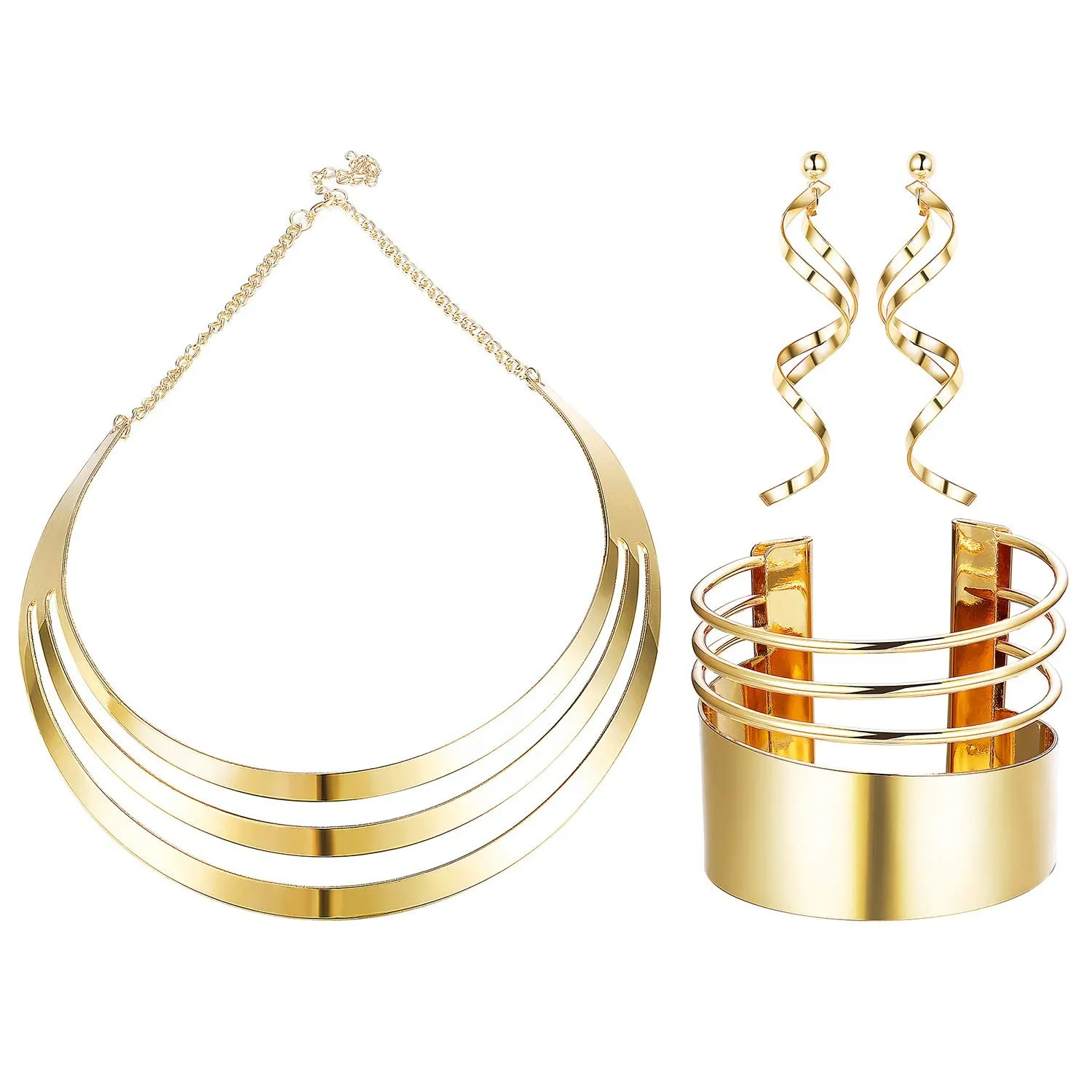 LOLIAS Set di Gioielli in Oro per Donne: Collana Choker, Bracciale Largo e Orecchini - immagine 1