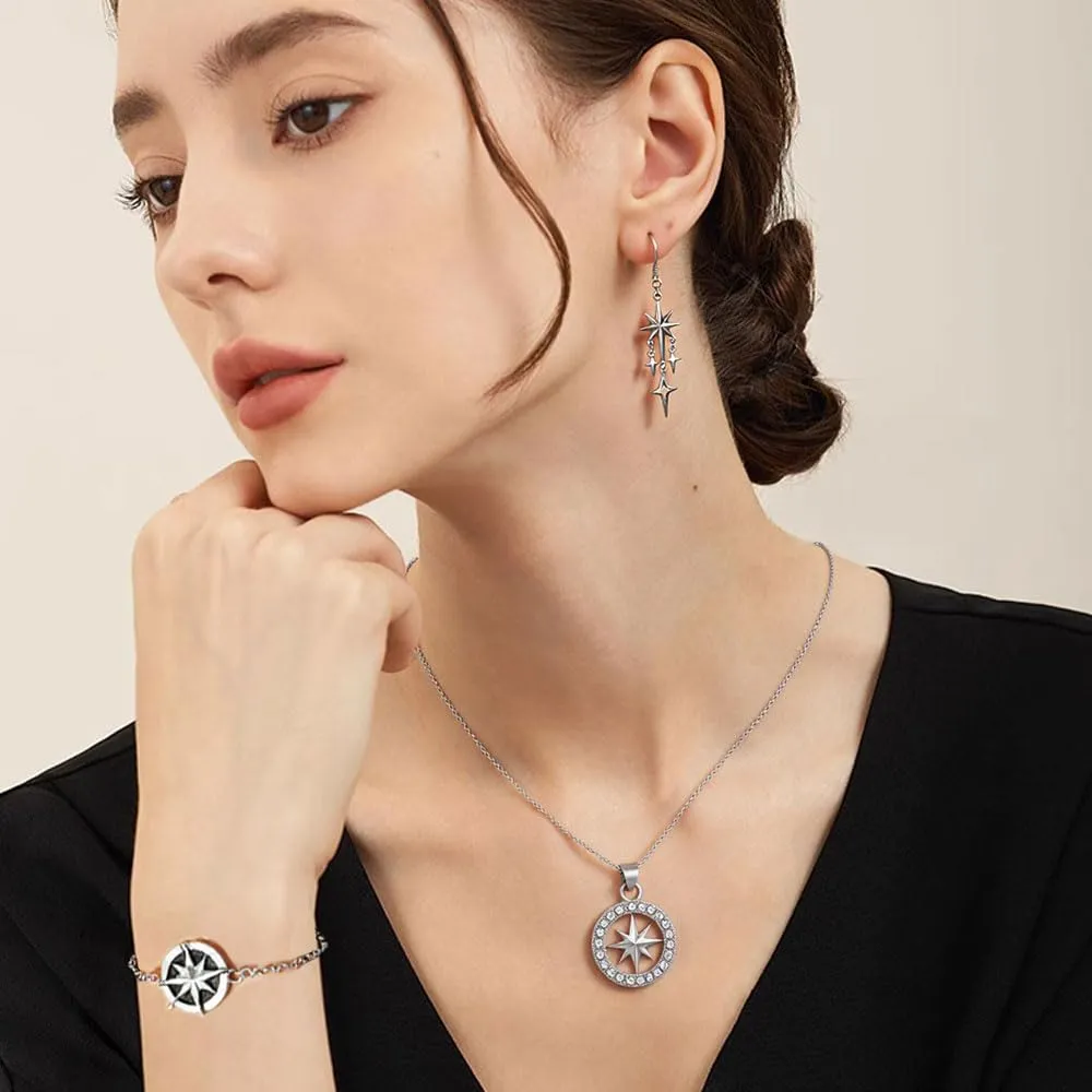 XFSRG Set di Gioielli da Donna Stray Kids SKZ - Collana con Ciondolo a Bussola, Bracciale Regolabile, Orecchini e Anello - immagine 6