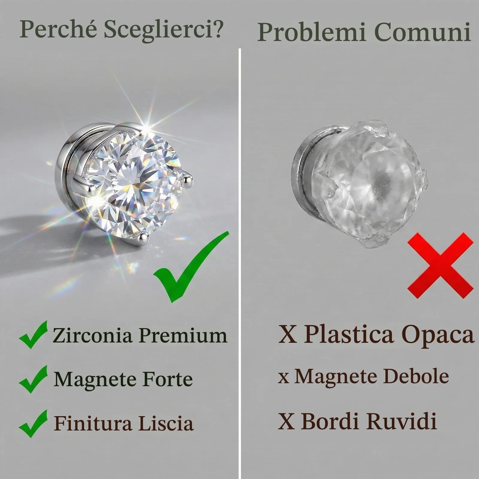 GWEOR Kit 5 Paia di Orecchini Clip Magnetici con Zirconi, 4-8mm, Silver - immagine 5