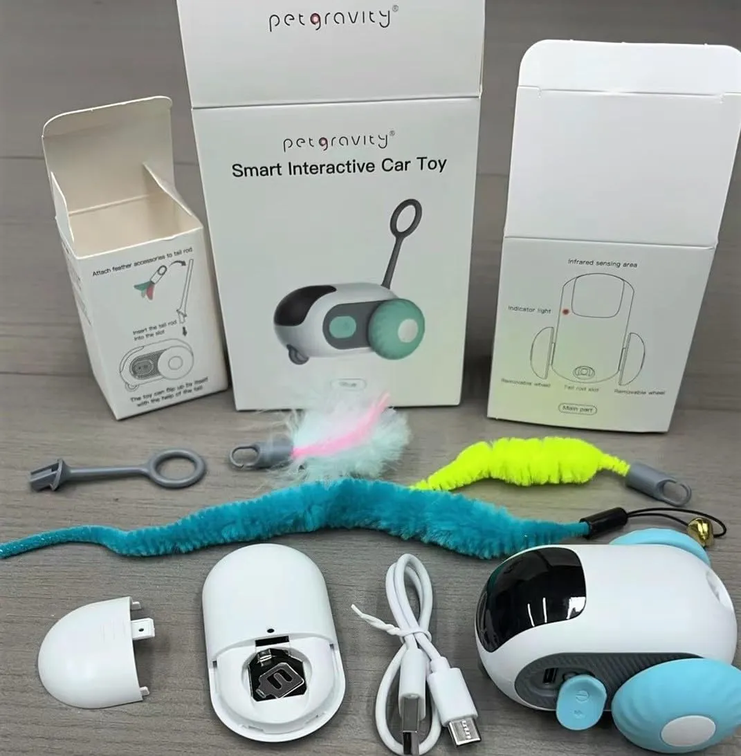 NEOVSUNY Giocattolo Elettrico Interattivo per Gatti con Telecomando e Palla Intelligente, 2 Modalità, Blu - immagine 7