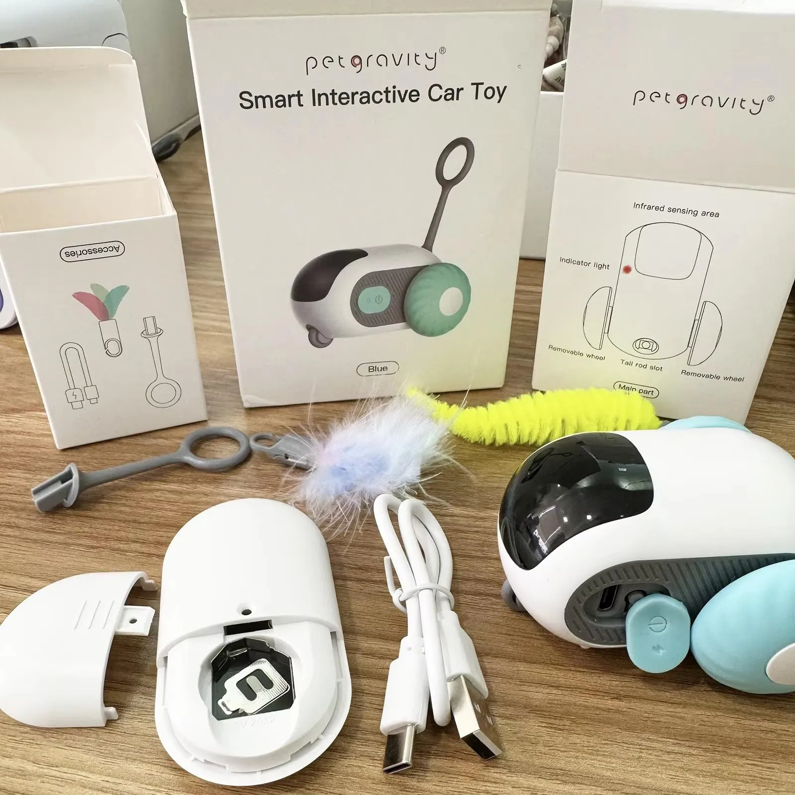 NEOVSUNY Giocattolo Elettrico Interattivo per Gatti con Telecomando e Palla Intelligente, 2 Modalità, Blu - immagine 9