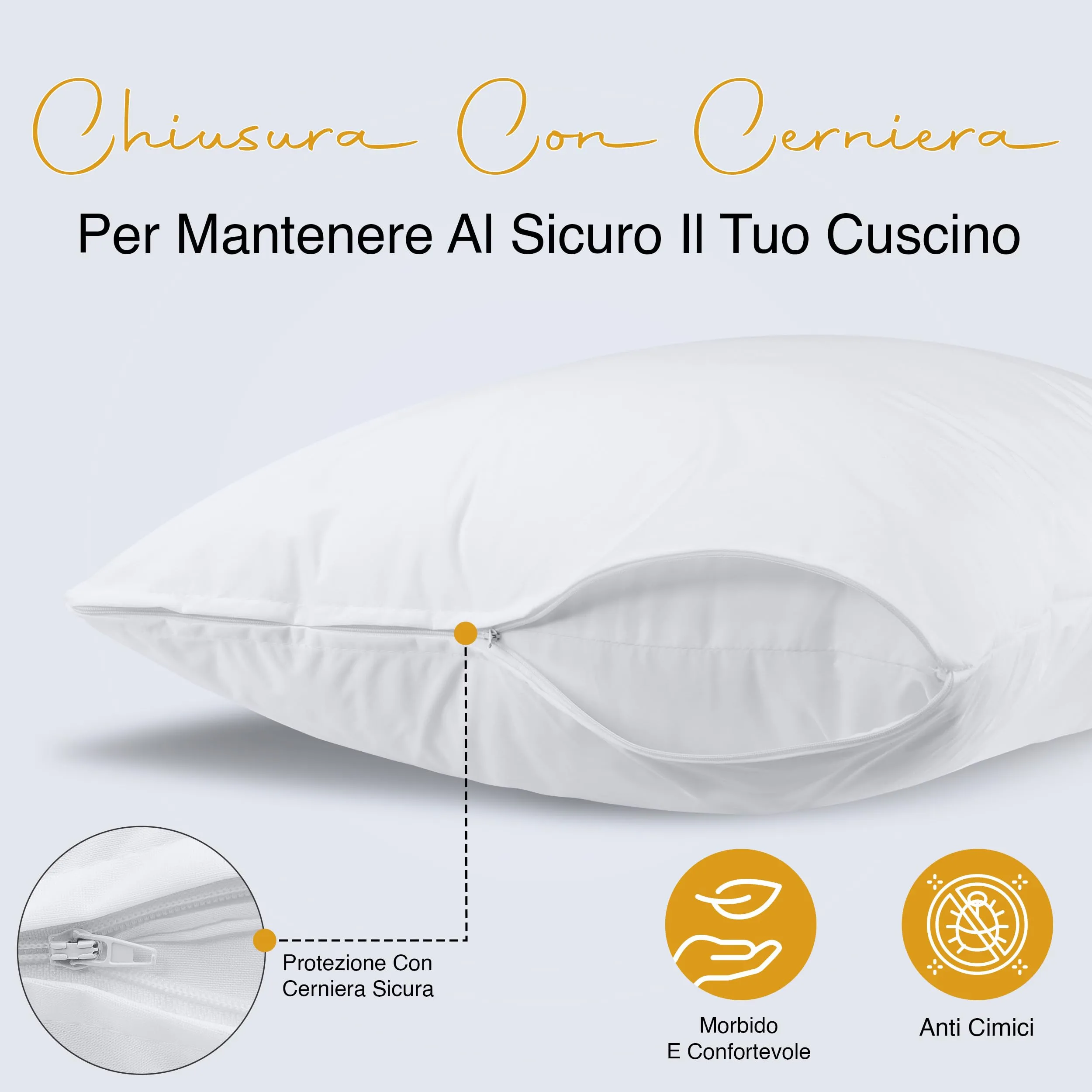 Utopia Bedding Copricuscini Impermeabili con Cerniera, 40 x 70 cm, Set di 2, Bianco - immagine 3