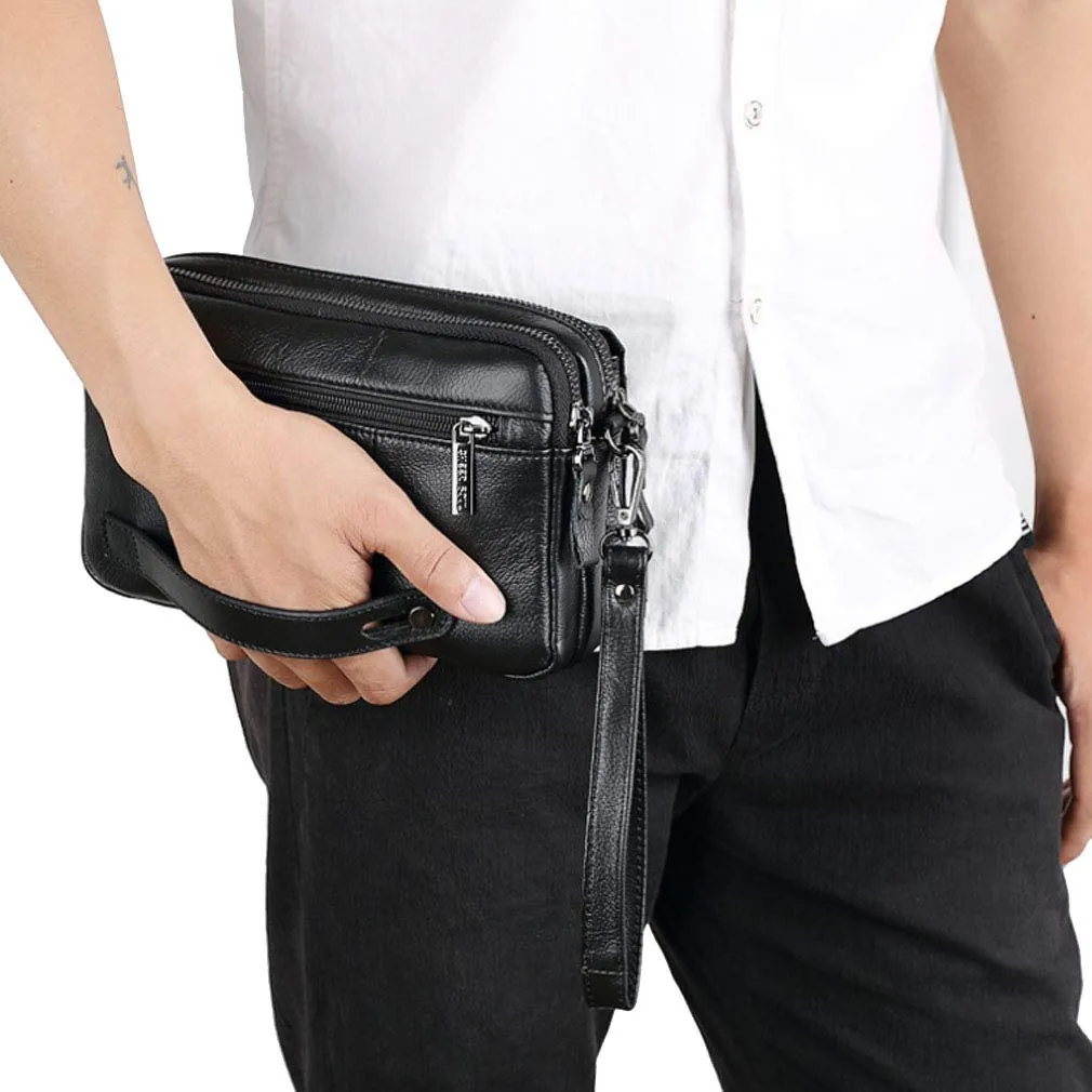 Xieben Pochette in Pelle Organizzatore da Polso per Uomo e Donna, Nero #01 - immagine 2