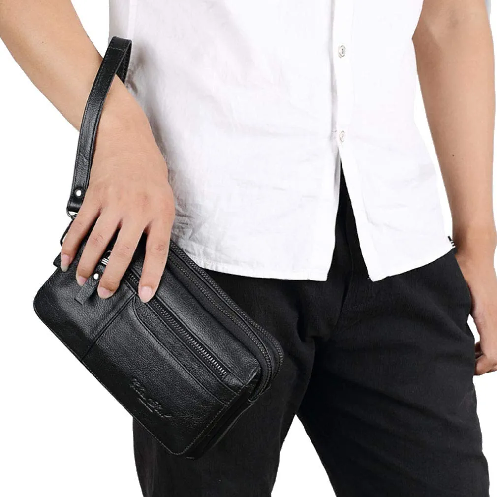Xieben Pochette in Pelle Organizzatore da Polso per Uomo e Donna, Nero #01 - immagine 3