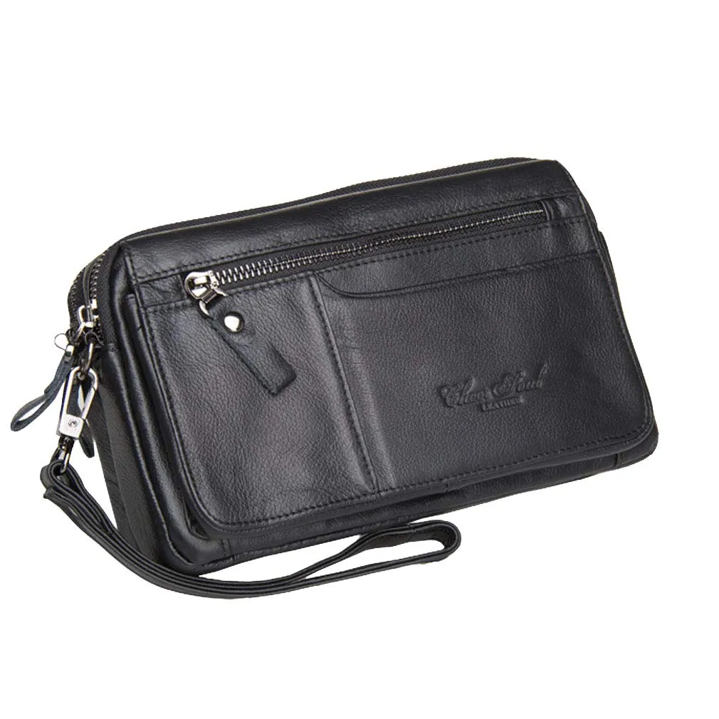 Xieben Pochette in Pelle Organizzatore da Polso per Uomo e Donna, Nero #01 - immagine 4