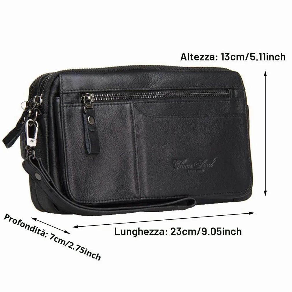 Xieben Pochette in Pelle Organizzatore da Polso per Uomo e Donna, Nero #01 - immagine 6