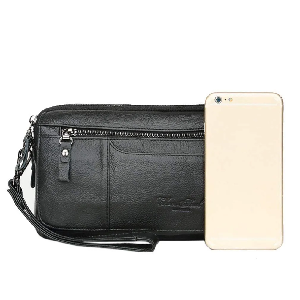 Xieben Pochette in Pelle Organizzatore da Polso per Uomo e Donna, Nero #01 - immagine 8