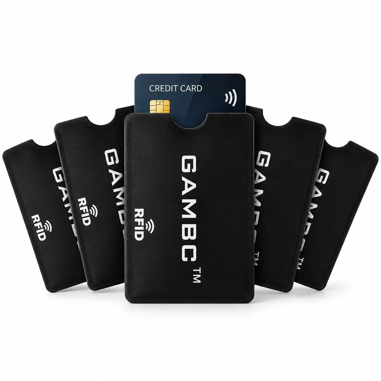 GAMBC Porta Bancomat Schermati RFID-blocker, Set da 5, Nero - immagine 1